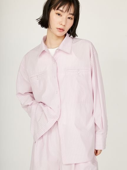 【エミ/emmi】のストライプルーズシルエットシャツ インテリア・キッズ・メンズ・レディースファッション・服の通販 founy(ファニー) 　ファッション　Fashion　レディースファッション　WOMEN　トップス・カットソー　Tops/Tshirt　シャツ/ブラウス　Shirts/Blouses　おすすめ　Recommend　ショート　Short　ストライプ　Stripe　デニム　Denim　トレンド　Trend　パジャマ　Pajamas　ルーズ　Loose　夏　Summer　羽織　Haori　PNK[066]|ID: prp329100004569970 ipo3291000000032333920