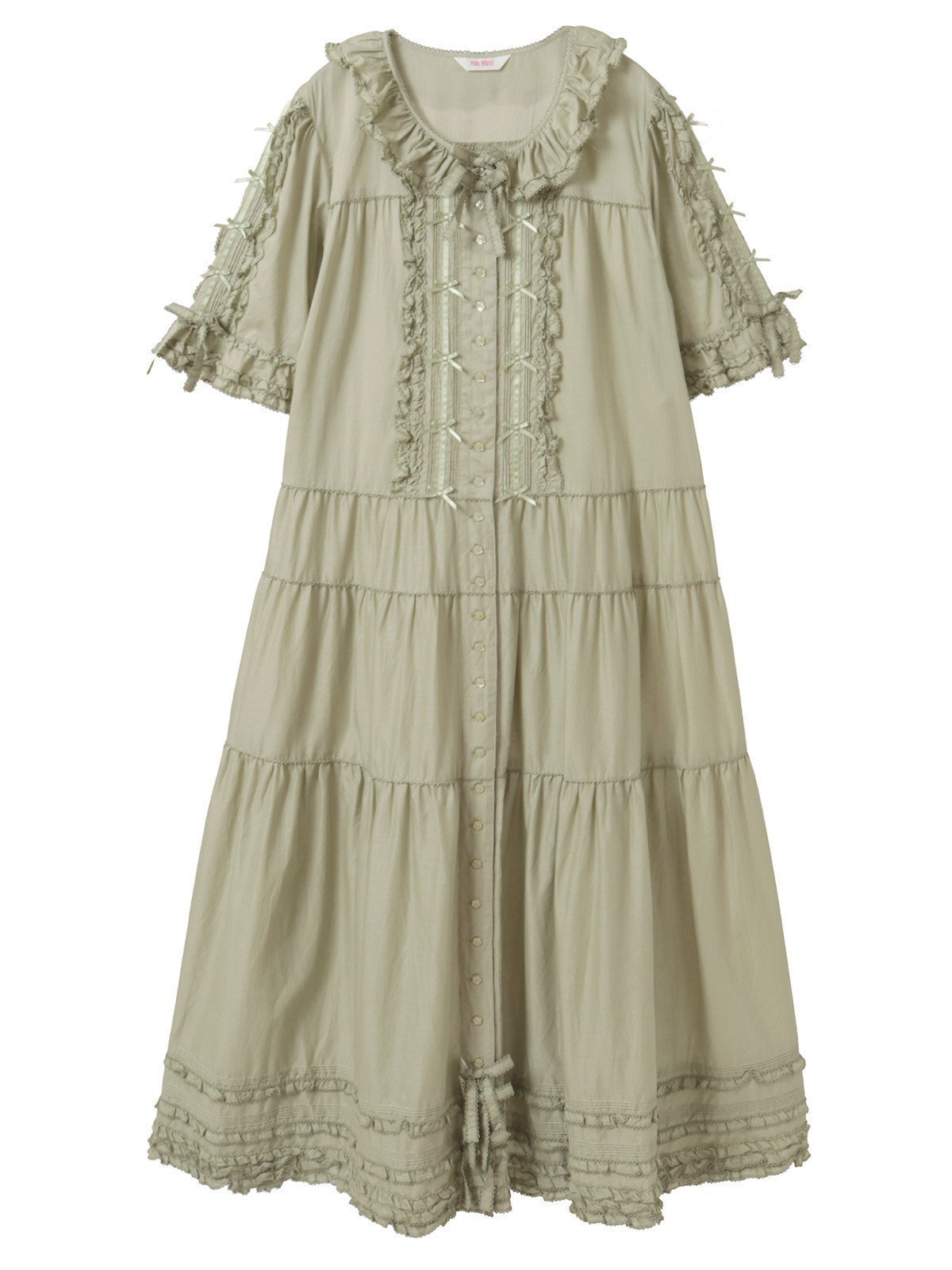 【ピンクハウス/PINK HOUSE】のローンティアードワンピース インテリア・キッズ・メンズ・レディースファッション・服の通販 founy(ファニー) 　ファッション　Fashion　レディースファッション　Fashion for Women　ワンピース　Dresses　サテン　Satin, Glossy Fabric　スリーブ　Sleeve, Long Sleeve / Short Sleeve　フリル　Frill, Ruffle　フレア　Flare, Flared　ペチコート　Petticoat, Underskirt　モチーフ　Motif, Design Theme　リボン　Ribbon, Bow　ロング　Long, Long-Length　エレガント 上品　Elegant　ハッカ|ID: prp329100004570370 ipo3291000000032714054