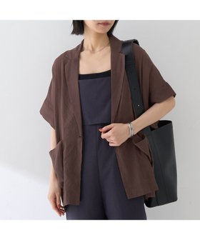 【ルージュヴィフラクレ/Rouge vif la cle】の強撚半袖シアーフォルムジャケット 人気、トレンドファッション・服の通販 founy(ファニー) ファッション Fashion レディースファッション WOMEN アウター Coat Outerwear ジャケット Jackets インナー Inner カーディガン Cardigan ジャケット Jacket スリット Slit バランス Balance フォルム Form ルーズ Loose 半袖 Short Sleeve 夏 Summer |ID:prp329100004570443
