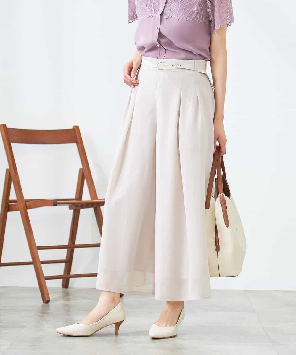 【アー ヴェー ヴェー/a.v.v】のシアーワイドパンツ インテリア・キッズ・メンズ・レディースファッション・服の通販 founy(ファニー) 　ファッション　Fashion　レディースファッション　WOMEN　パンツ　Pants　ガウチョ　Gaucho　コンパクト　Compact　シアー　Sheer　ジャケット　Jacket　フロント　Front　リラックス　Relax　ワイド　Wide　再入荷　Restock/Back In Stock/Re Arrival　おすすめ　Recommend　グレージュ|ID: prp329100004570474 ipo3291000000032338076