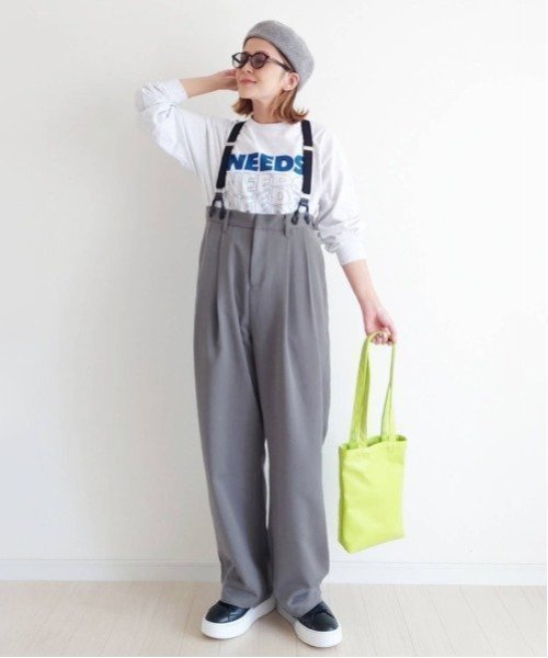 【ノッチ/notch】の【notch.by yui】サスペンダーツキハイウェストパンツ インテリア・キッズ・メンズ・レディースファッション・服の通販 founy(ファニー) 　ファッション　Fashion　レディースファッション　WOMEN　パンツ　Pants　クラシカル　Classical　コラボ　Collaboration　サスペンダー　Suspenders　シンプル　Simple　スニーカー　Sneakers　スラックス　Slacks　タートル　Turtle　チェック　Check　フェイクレザー　Faux Leather　フェミニン　Feminine　ベーシック　Basic　マニッシュ　Mannish　無地　Plain Color　リラックス　Relax　ロング　Long　冬　Winter　おすすめ　Recommend　グレー|ID: prp329100004570480 ipo3291000000032338195