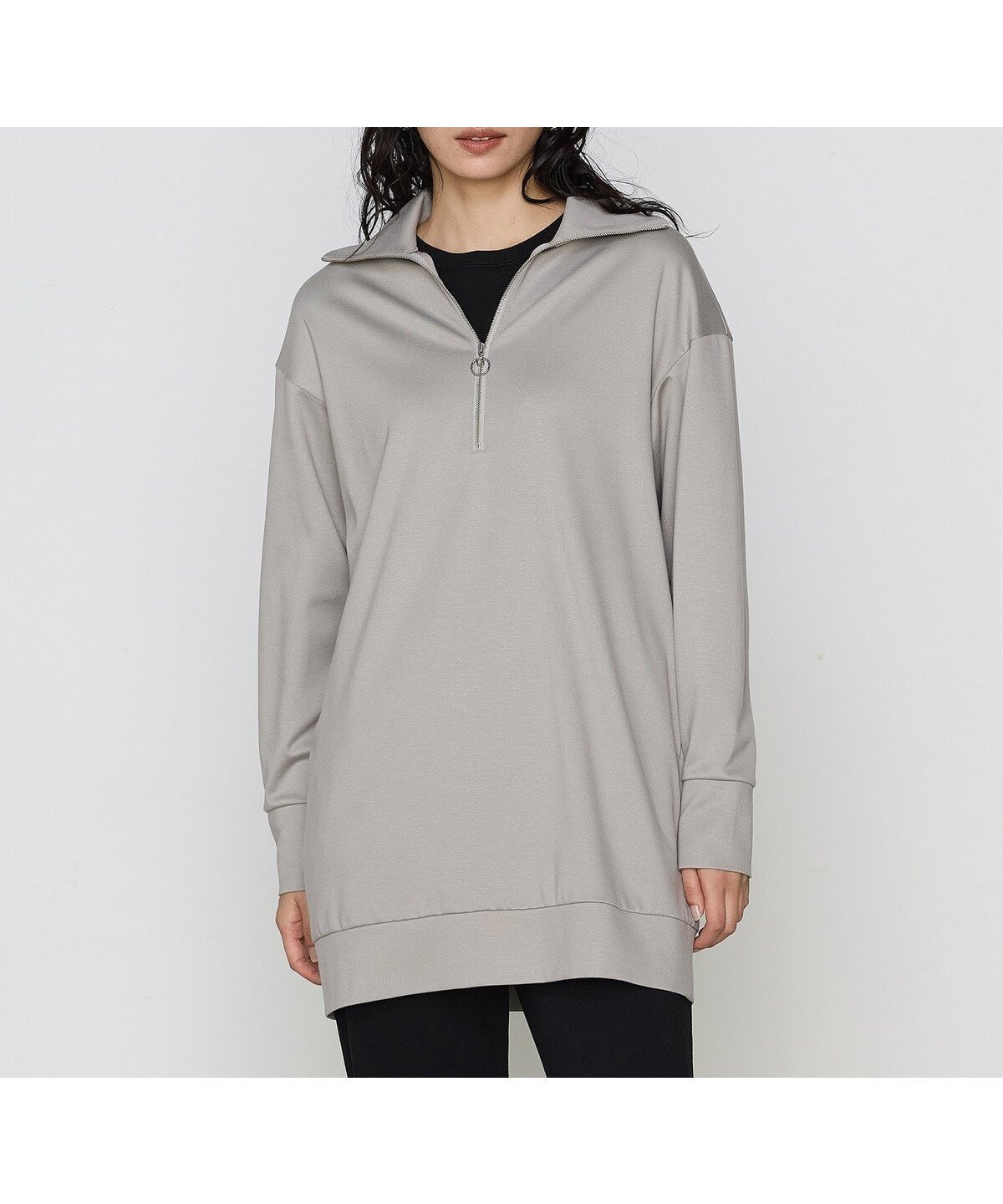 【コムサ/COMME CA】のレーヨンストレッチポンチ ハーフジップチュニック インテリア・キッズ・メンズ・レディースファッション・服の通販 founy(ファニー) 　ファッション　Fashion　レディースファッション　WOMEN　トップス・カットソー　Tops/Tshirt　インナー　Inner　シルケット　Mercerization　ジップ　Zip　ストレッチ　Stretch　チュニック　Tunic　フレア　Flare　ポケット　Pocket　20:グレイッシュカーキ|ID: prp329100004570490 ipo3291000000032338315