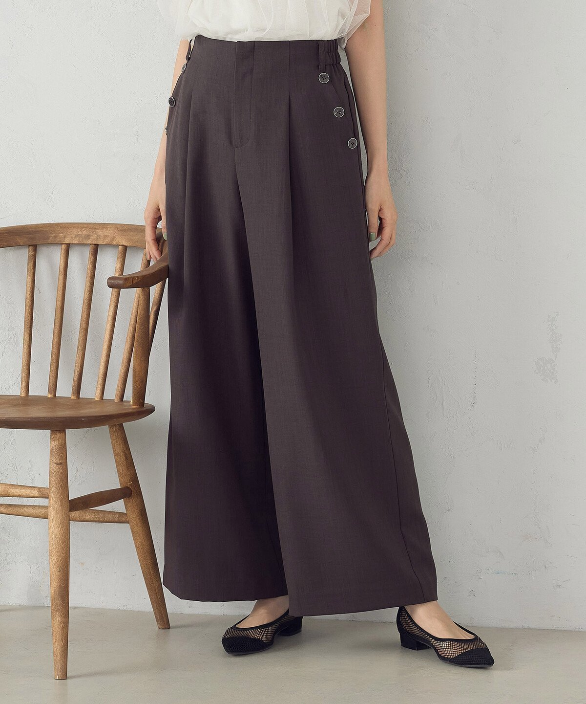 【コムサイズム/COMME CA ISM】の麻調マリンパンツ インテリア・キッズ・メンズ・レディースファッション・服の通販 founy(ファニー) 　ファッション　Fashion　レディースファッション　WOMEN　パンツ　Pants　ストレッチ　Stretch　ボトム　Bottom　ポケット　Pocket　メタル　Metal　リラックス　Relax　夏　Summer　ダークブラウン|ID: prp329100004570514 ipo3291000000032338467