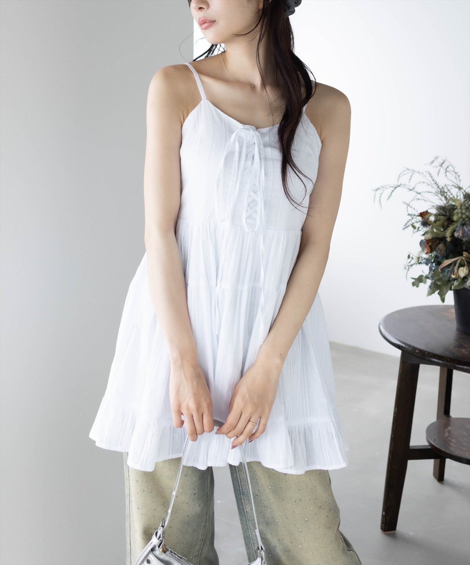 【クリア/clear】のレースアップキャミワンピース インテリア・キッズ・メンズ・レディースファッション・服の通販 founy(ファニー) 　ファッション　Fashion　レディースファッション　WOMEN　ワンピース　Dress　キャミワンピース　No Sleeve Dresses　おすすめ　Recommend　インナー　Inner　タンク　Tank　ノースリーブ　No Sleeve　バランス　Balance　フェミニン　Feminine　フレア　Flare　エレガント 上品　Elegant　OWH|ID: prp329100004570518 ipo3291000000032338535