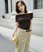 【アニュアンス/anuans】のシアーオフショルギャザーカットトップス BROWN|ID: prp329100004570524 ipo3291000000032736683