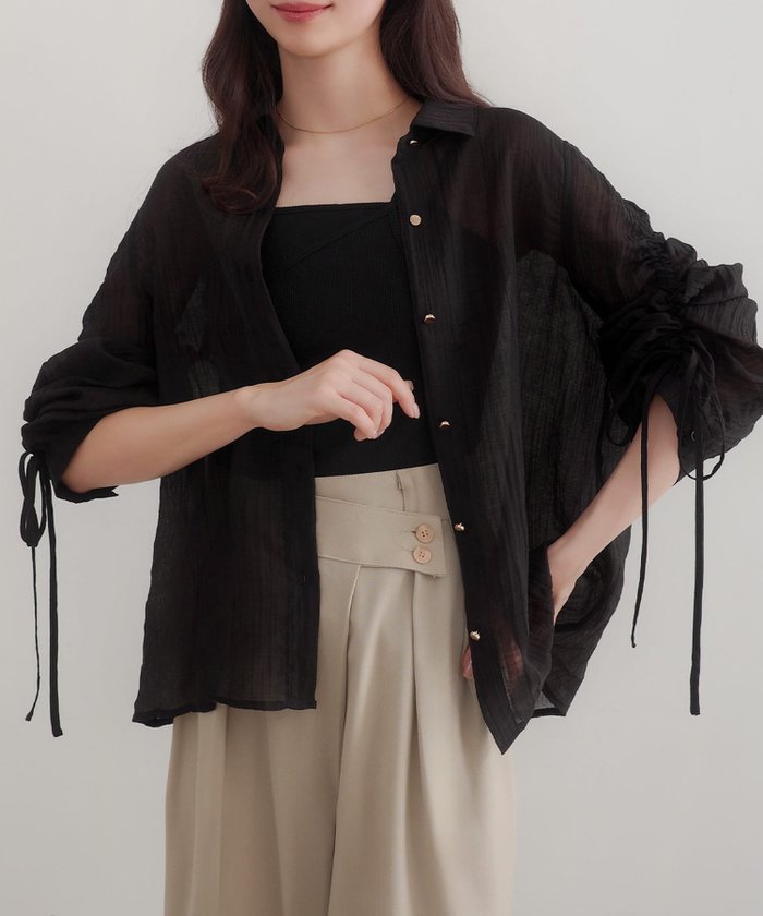 【ジュノア/JUNOAH】のCENEA 袖リボンドロストシャツブラウス インテリア・キッズ・メンズ・レディースファッション・服の通販 founy(ファニー) https://founy.com/ ファッション Fashion レディースファッション WOMEN トップス・カットソー Tops/Tshirt シャツ/ブラウス Shirts/Blouses |ID: prp329100004570558 ipo3291000000032338858