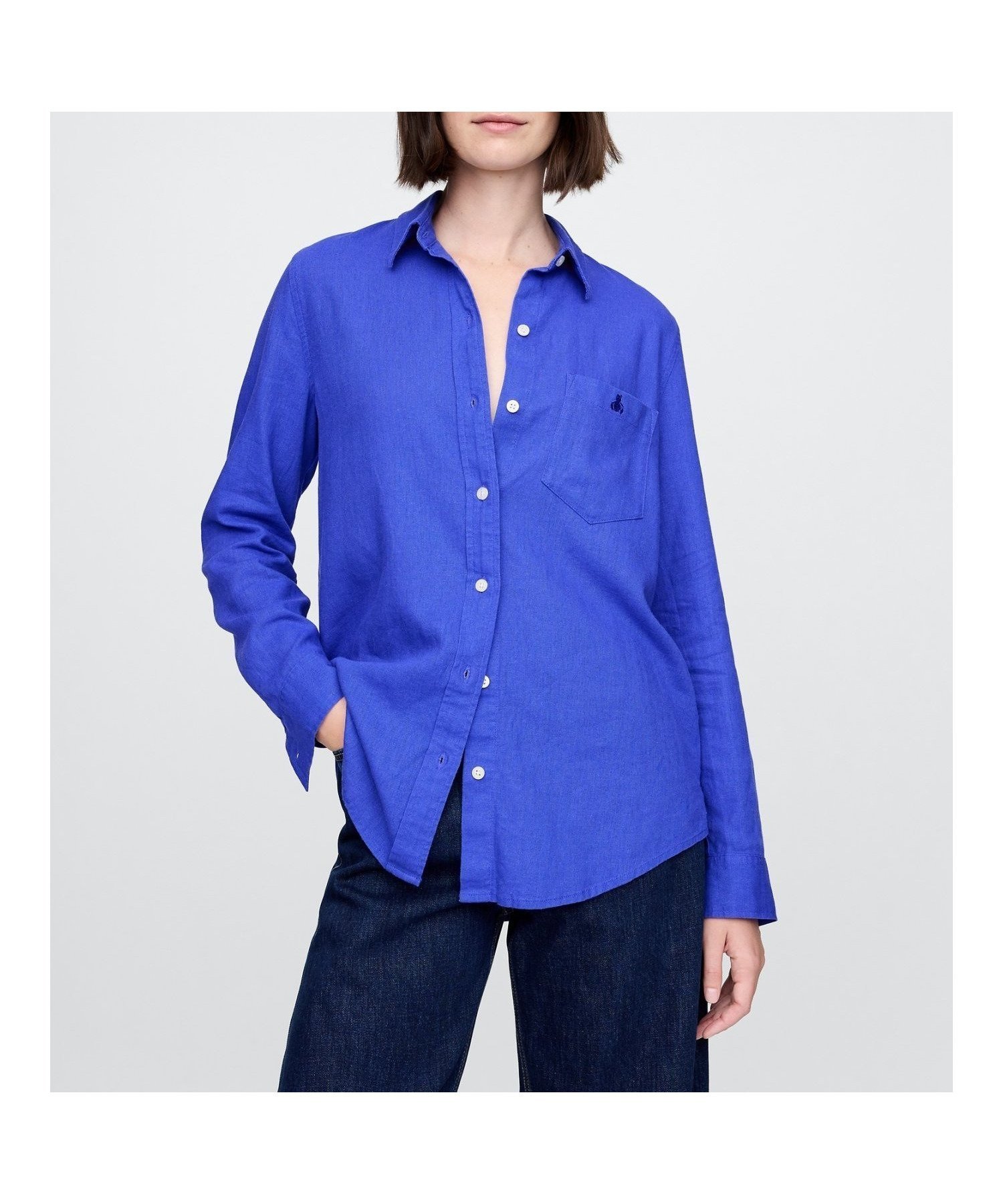 【ギャップ/GAP】のリネンブレンド イージーシャツ インテリア・キッズ・メンズ・レディースファッション・服の通販 founy(ファニー) 　ファッション　Fashion　レディースファッション　WOMEN　トップス・カットソー　Tops/Tshirt　シャツ/ブラウス　Shirts/Blouses　ストレート　Straight　パッチ　Patch　フィット　Fit　フロント　Front　ポケット　Pocket　リネン　Linen　リラックス　Relax　長袖　Long Sleeve　DAZZLING_BLUE_V2|ID: prp329100004570590 ipo3291000000032339082