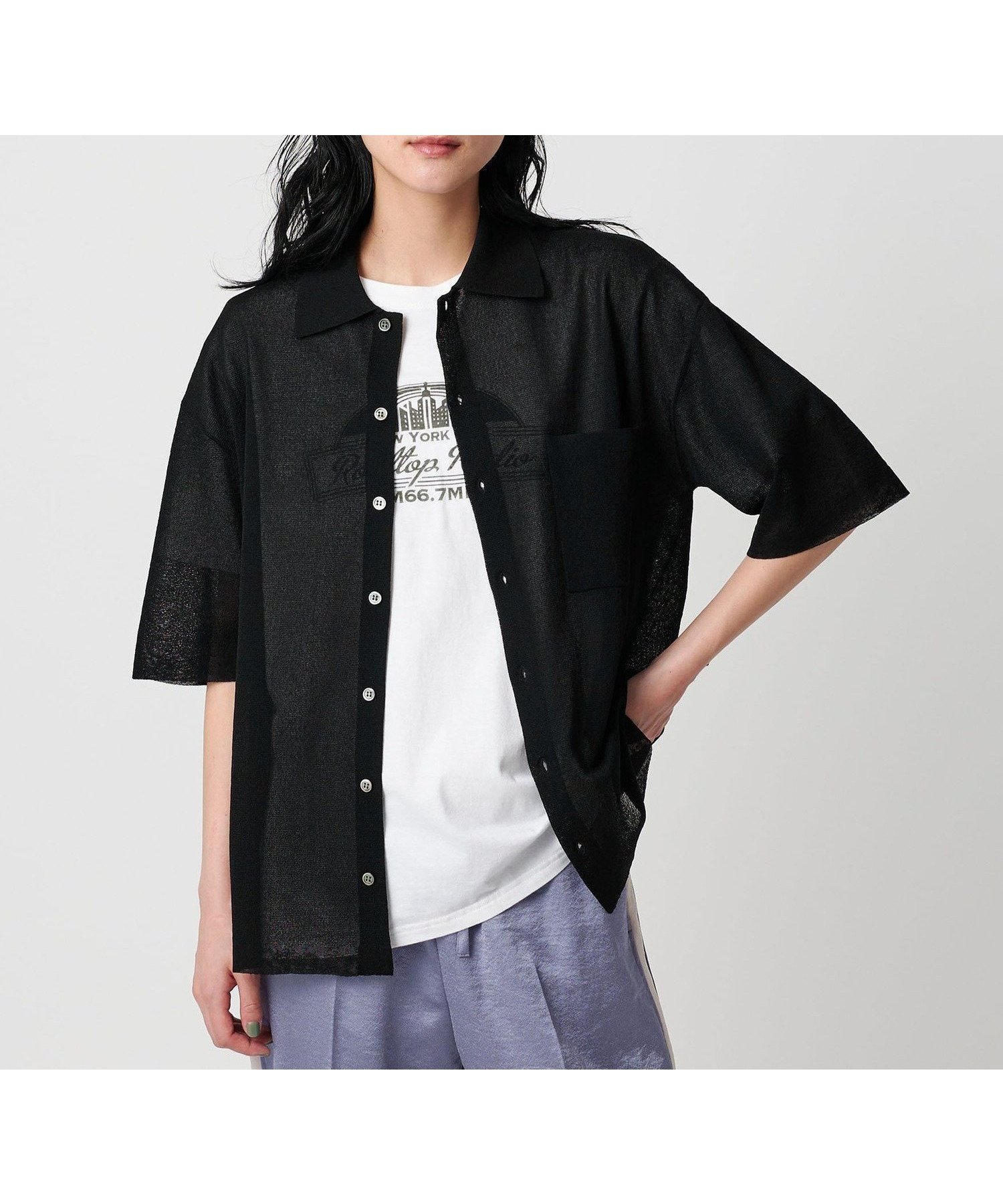 【ビューティ&ユース ユナイテッドアローズ/BEAUTY&YOUTH / UNITED ARROWS】のミラノリブショートスリーブシャツカーディガン -ウォッシャブル- インテリア・キッズ・メンズ・レディースファッション・服の通販 founy(ファニー) 　ファッション　Fashion　レディースファッション　Fashion for Women　トップス・カットソー　Cut & Sew Tops　カーディガン・羽織り　Layered Style Cardigans　シャツ・ブラウス・オフィスカジュアル　Elegant Blouses & Button-Ups　おすすめ　Recommended / Our Picks　ウォッシャブル　Machine Washable　カーディガン　Cardigan, Knitwear　サマー　Summer, Summer Style　シアー　Sheer, See-Through　ショート　Short, Short Length　スリーブ　Sleeve, Long Sleeve / Short Sleeve　ポケット　Pocket, Pocket Detail　ミラノリブ　Milano Rib, Milano Stitch　ワイド　Wide, Wide Fit　エレガント 上品　Elegant　人気　Popular, Best Seller　半袖　Short Sleeve, Half Sleeve　羽織　Haori, Light Jacket　BLACK|ID: prp329100004570660 ipo3291000000032736854