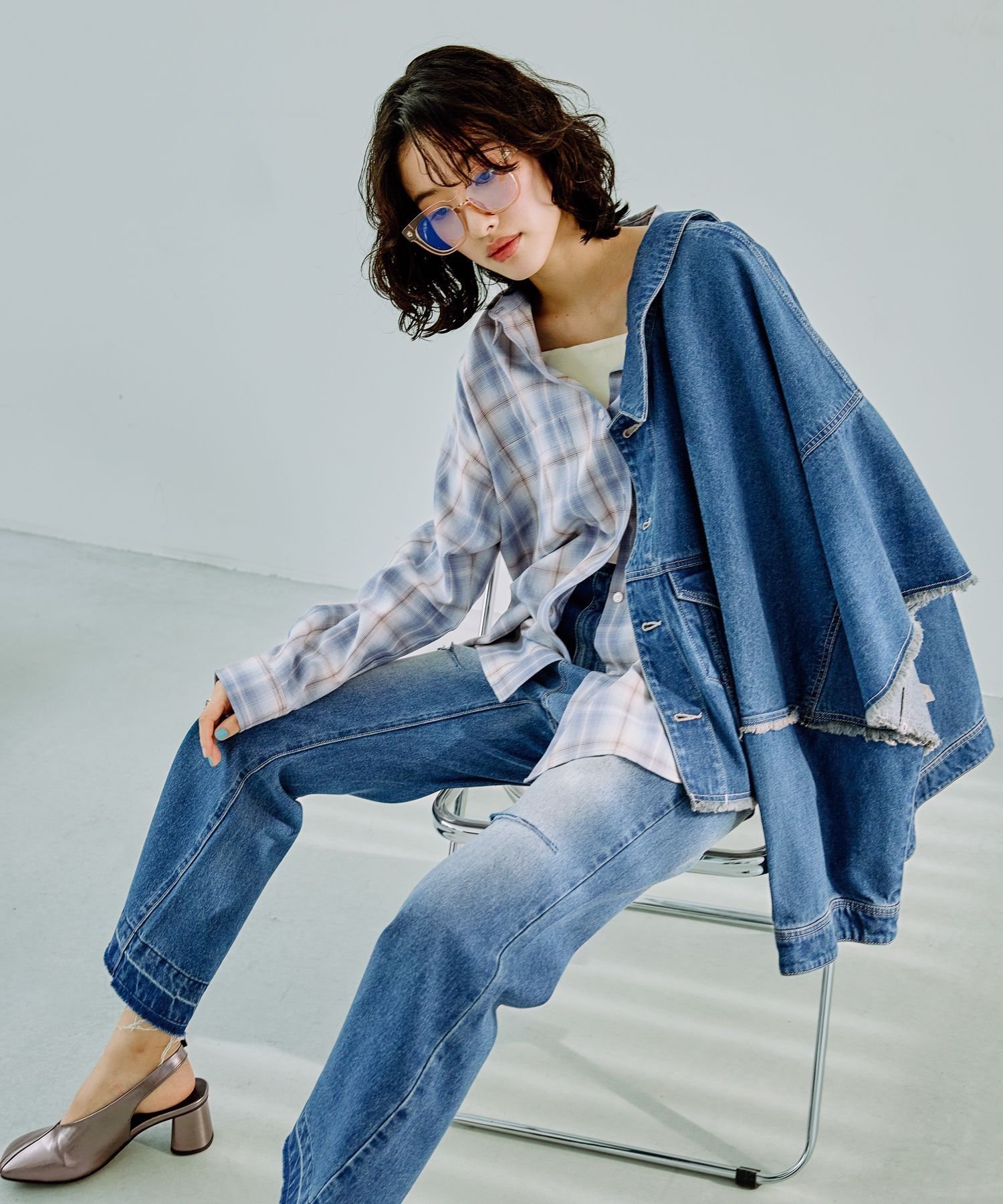 【レプシィム ローリーズファーム/LEPSIM LOWRYS FARM】のオンブレチェックシャツ インテリア・キッズ・メンズ・レディースファッション・服の通販 founy(ファニー) 　ファッション　Fashion　レディースファッション　WOMEN　トップス・カットソー　Tops/Tshirt　シャツ/ブラウス　Shirts/Blouses　おすすめ　Recommend　チェック　Check　ビスチェ　Bustier　ルーズ　Loose　ヴィンテージ　Vintage　ブルー85|ID: prp329100004570686 ipo3291000000032340024