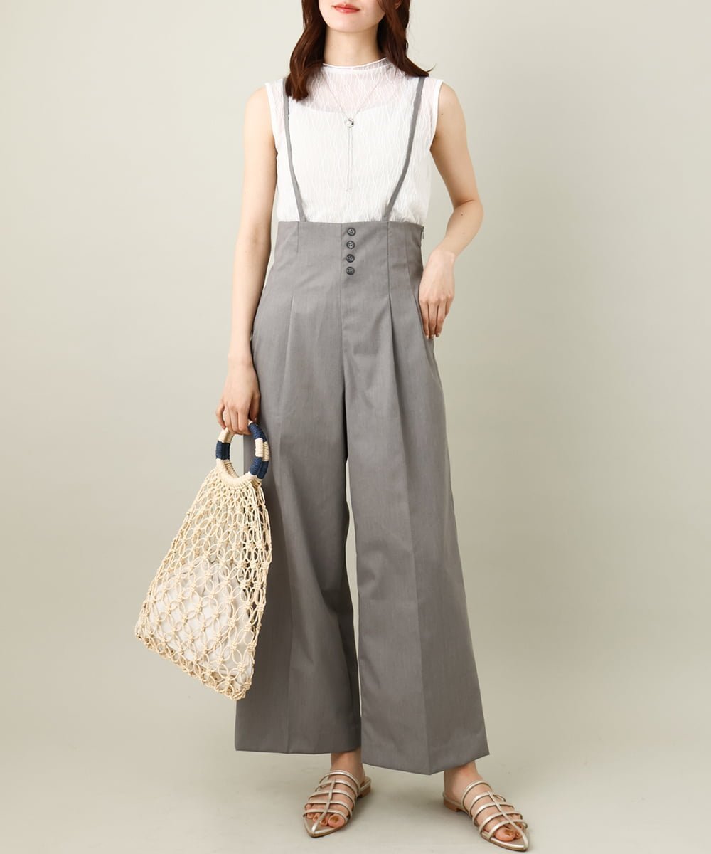 【アー ヴェー ヴェー/a.v.v】の【洗える】サスペンダー付ワイドパンツ インテリア・キッズ・メンズ・レディースファッション・服の通販 founy(ファニー) 　ファッション　Fashion　レディースファッション　WOMEN　パンツ　Pants　洗える　Washable　サスペンダー　Suspenders　フロント　Front　ラップ　Wrap　楽ちん　Easy　ワイド　Wide　再入荷　Restock/Back In Stock/Re Arrival　おすすめ　Recommend　ライトグレー|ID: prp329100004570702 ipo3291000000032340201