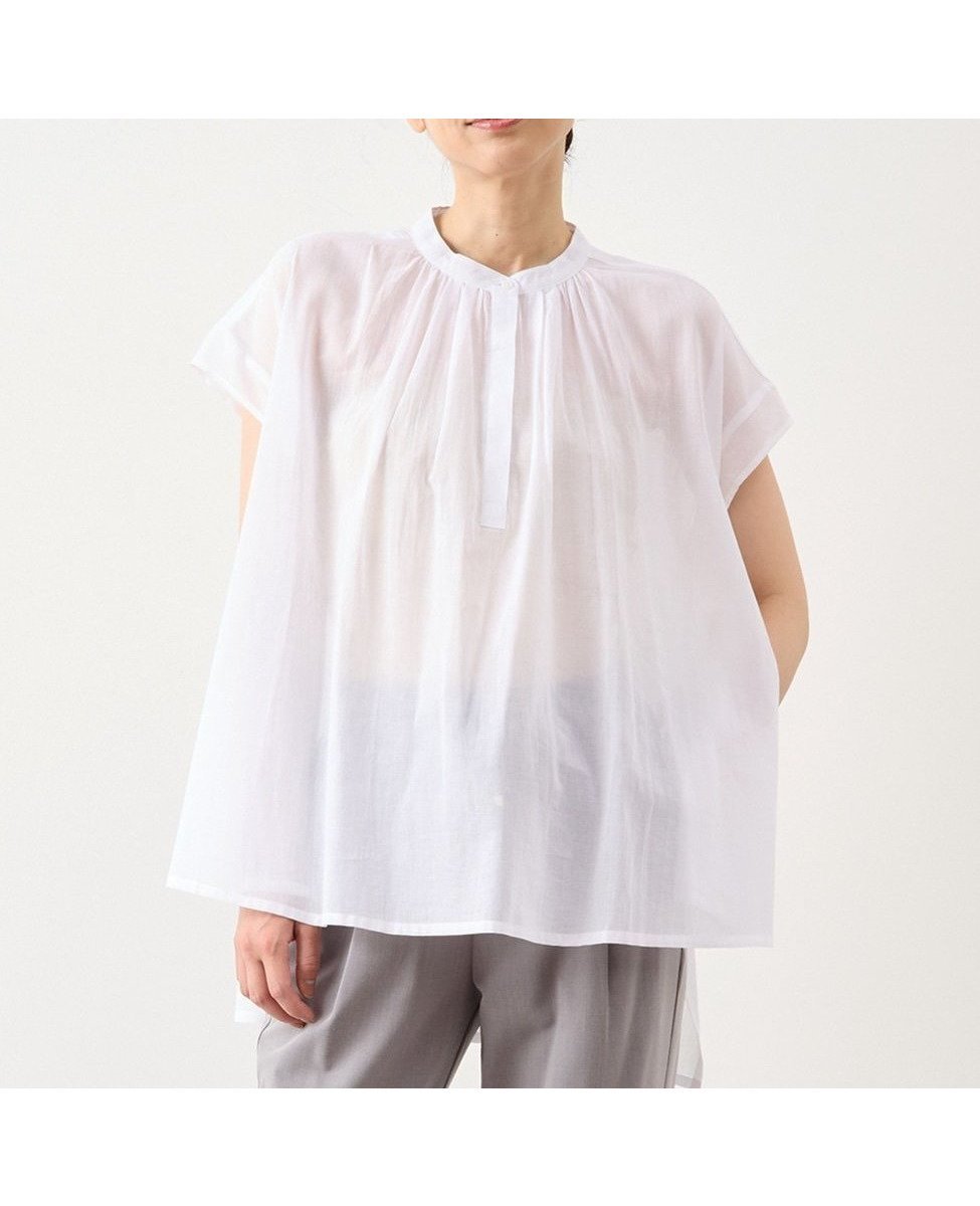 【メルローズ クレール/MELROSE claire】のバンドカラーギャザーブラウス 人気、トレンドファッション・服の通販 founy(ファニー) 　ファッション　Fashion　レディースファッション　WOMEN　トップス・カットソー　Tops/Tshirt　シャツ/ブラウス　Shirts/Blouses　スリット　Slit　 other-1|ID: prp329100004570802 ipo3291000000032340942