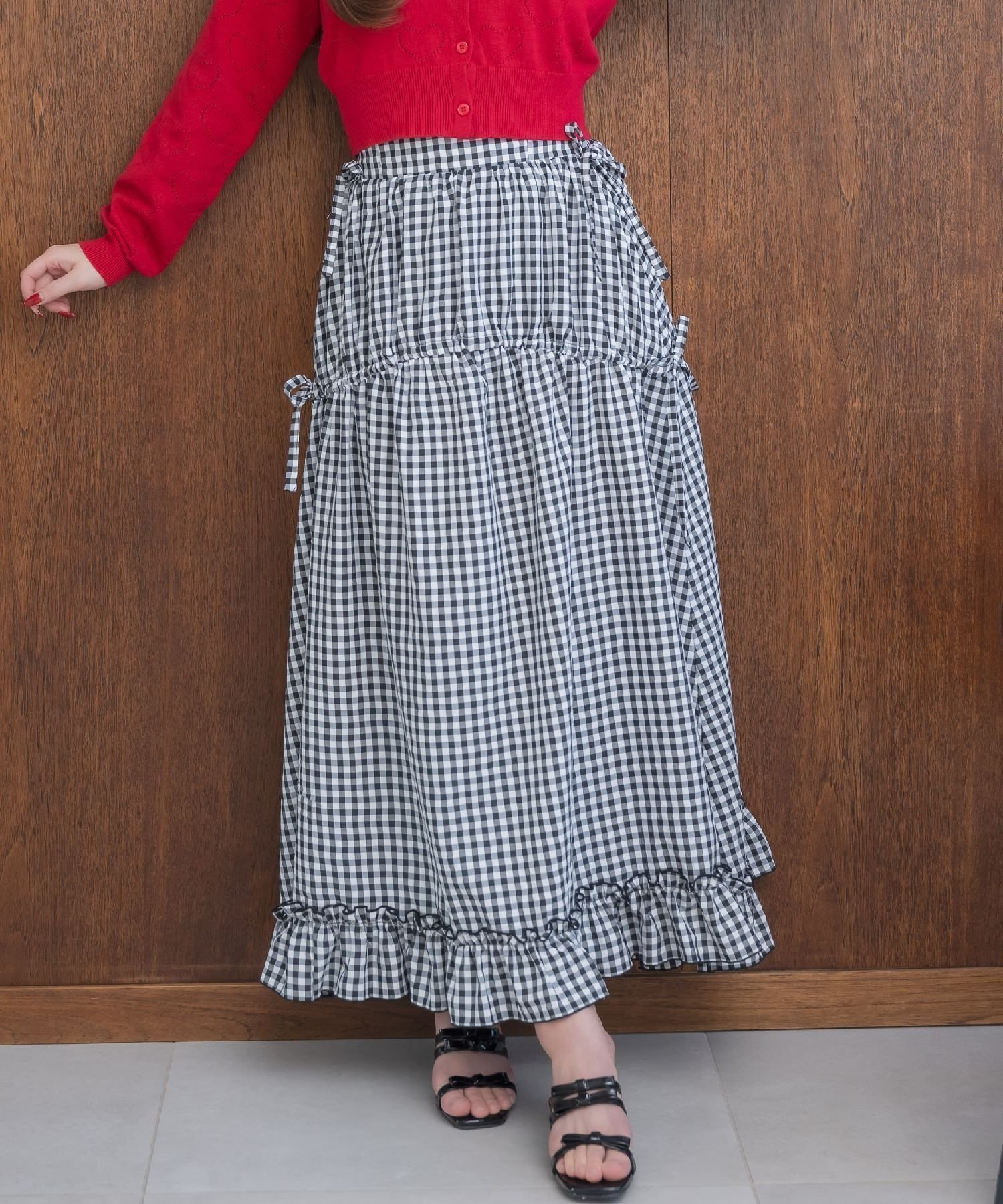 【レトロガール/RETRO GIRL】のハイウエストドロストフレアSK インテリア・キッズ・メンズ・レディースファッション・服の通販 founy(ファニー) 　ファッション　Fashion　レディースファッション　WOMEN　スカート　Skirt　カットソー　Cut And Sew　ギンガム　Gingham　シンプル　Simple　チェック　Check　トレーナー　Trainer　フリル　Frills　マキシ　Maxi　リボン　Ribbon　ロング　Long　夏　Summer　ブラック/チェック|ID: prp329100004570854 ipo3291000000032341559