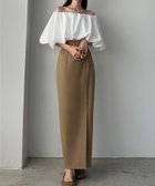 【ジュノア/JUNOAH】のLouere リネン混ペンシルスカート ダークベージュ|ID: prp329100004570862 ipo3291000000032712835