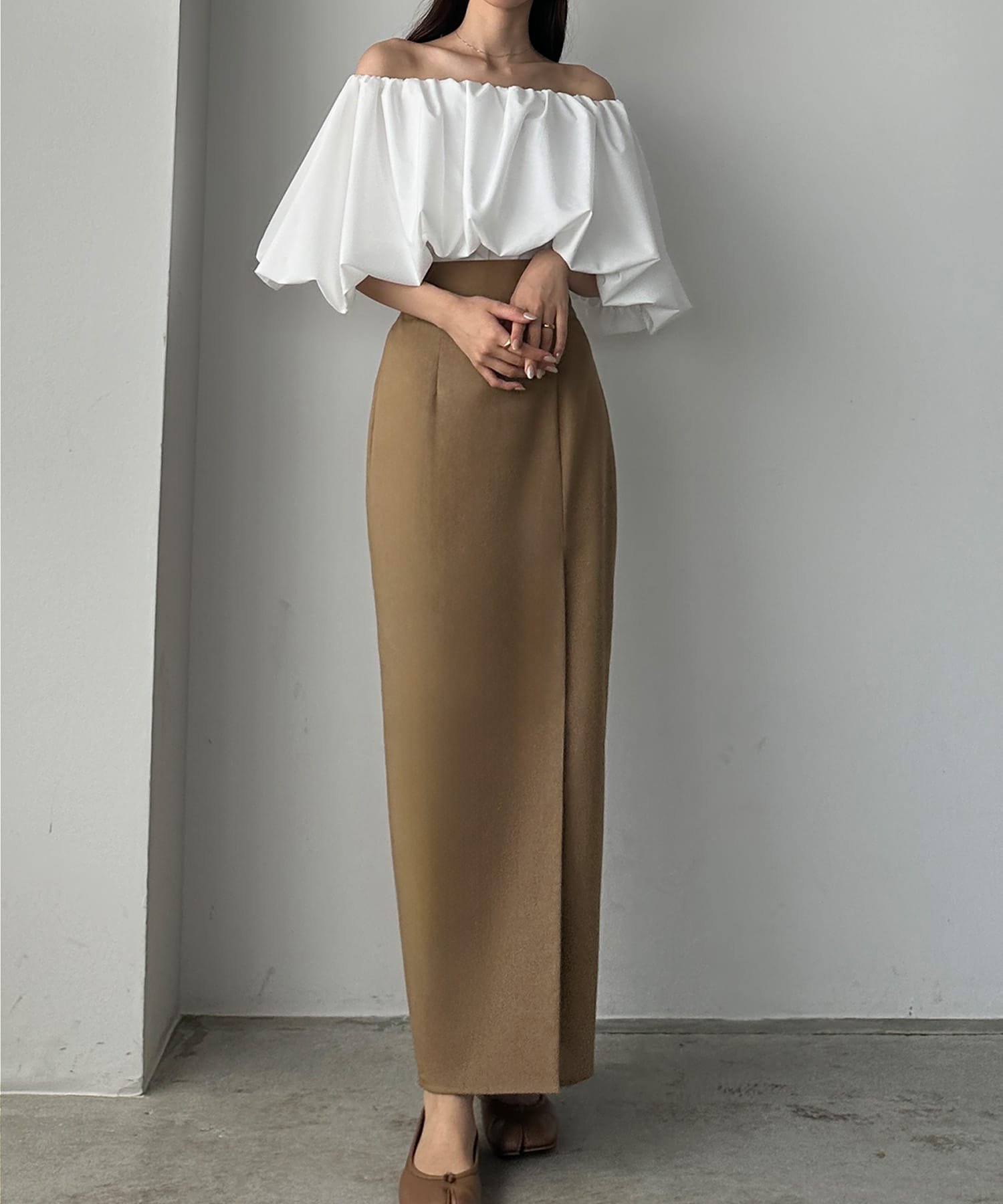 【ジュノア/JUNOAH】のLouere リネン混ペンシルスカート インテリア・キッズ・メンズ・レディースファッション・服の通販 founy(ファニー) 　ファッション　Fashion　レディースファッション　Fashion for Women　スカート　Skirts　ペンシル　Pencil, Pencil Skirt　リネン　Linen, Linen Fabric　ダークベージュ|ID: prp329100004570862 ipo3291000000032712835