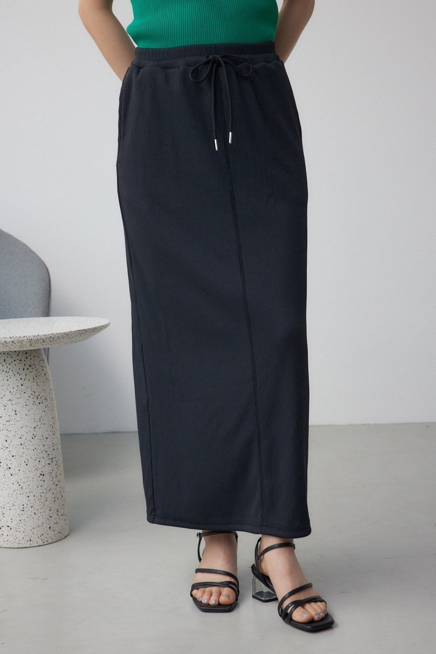 【アズール バイ マウジー/AZUL by moussy】のドライタッチリブナロースカート インテリア・キッズ・メンズ・レディースファッション・服の通販 founy(ファニー) 　ファッション　Fashion　レディースファッション　Fashion for Women　スカート　Skirts　おすすめ　Recommended / Our Picks　シンプル　Simple, Minimal　スリット　Slit, Slit Detail　センター　Center, Center Line　BLK|ID: prp329100004570865 ipo3291000000033210711