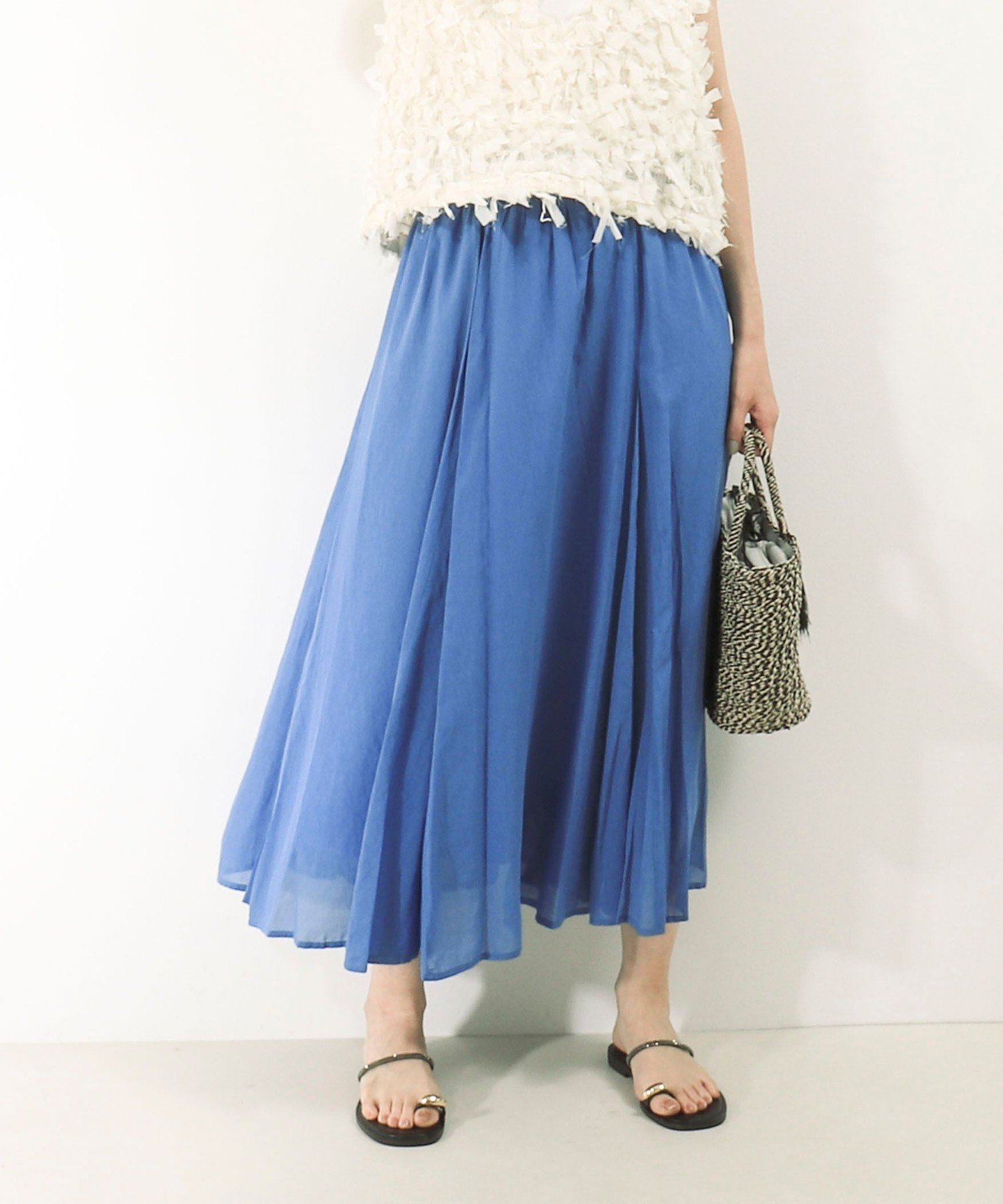 【ノーリーズ/NOLLEY'S】の麻調シアーパネルフレアスカート インテリア・キッズ・メンズ・レディースファッション・服の通販 founy(ファニー) 　ファッション　Fashion　レディースファッション　Fashion for Women　スカート　Skirts　Aライン・フレアスカート　A-Line & Flared Skirts　エアリー　Airy Texture　シアー　Sheer, See-Through　ドローコード　Drawcord, Drawstring Cord　フレア　Flare, Flared　おすすめ　Recommended / Our Picks　夏　Summer　旅行　Travel　エレガント 上品　Elegant　2025年　2025　2025春夏・S/S　Spring/Summer 2025 SS25　ブルー|ID: prp329100004570952 ipo3291000000032724614