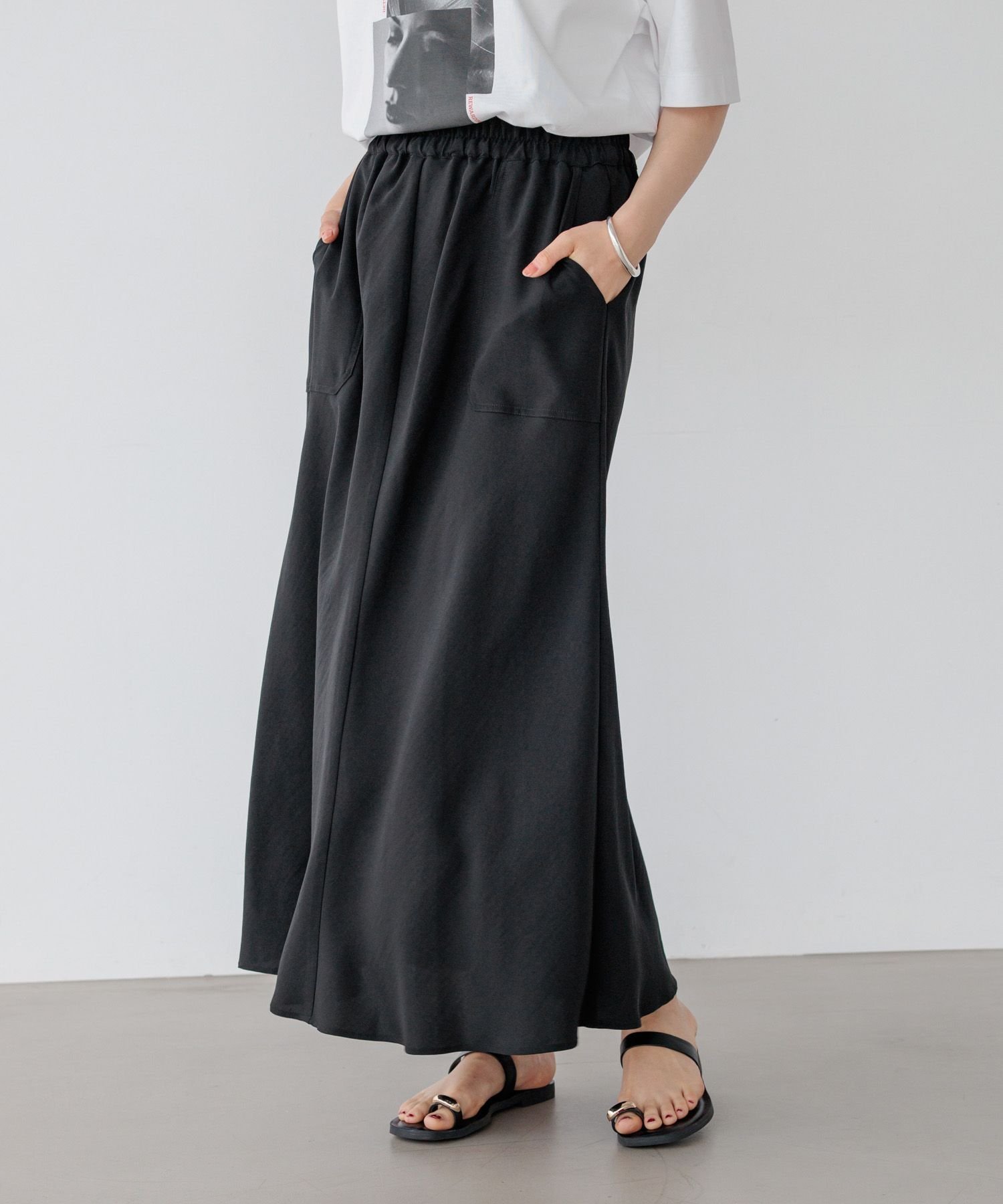 【ベイフロー/BAYFLOW】のラスターバイアスナロースカート インテリア・キッズ・メンズ・レディースファッション・服の通販 founy(ファニー) 　ファッション　Fashion　レディースファッション　Ladies' Fashion Online　スカート　Skirt　おすすめ　Recommend　バイアス　Bias　パッチ　Patch　フレア　Flare　フロント　Front　プリント　Print　ポケット　Pocket　リボン　Ribbon　夏　Summer　楽ちん　Easy　ブラック19|ID: prp329100004570957 ipo3291000000032698673