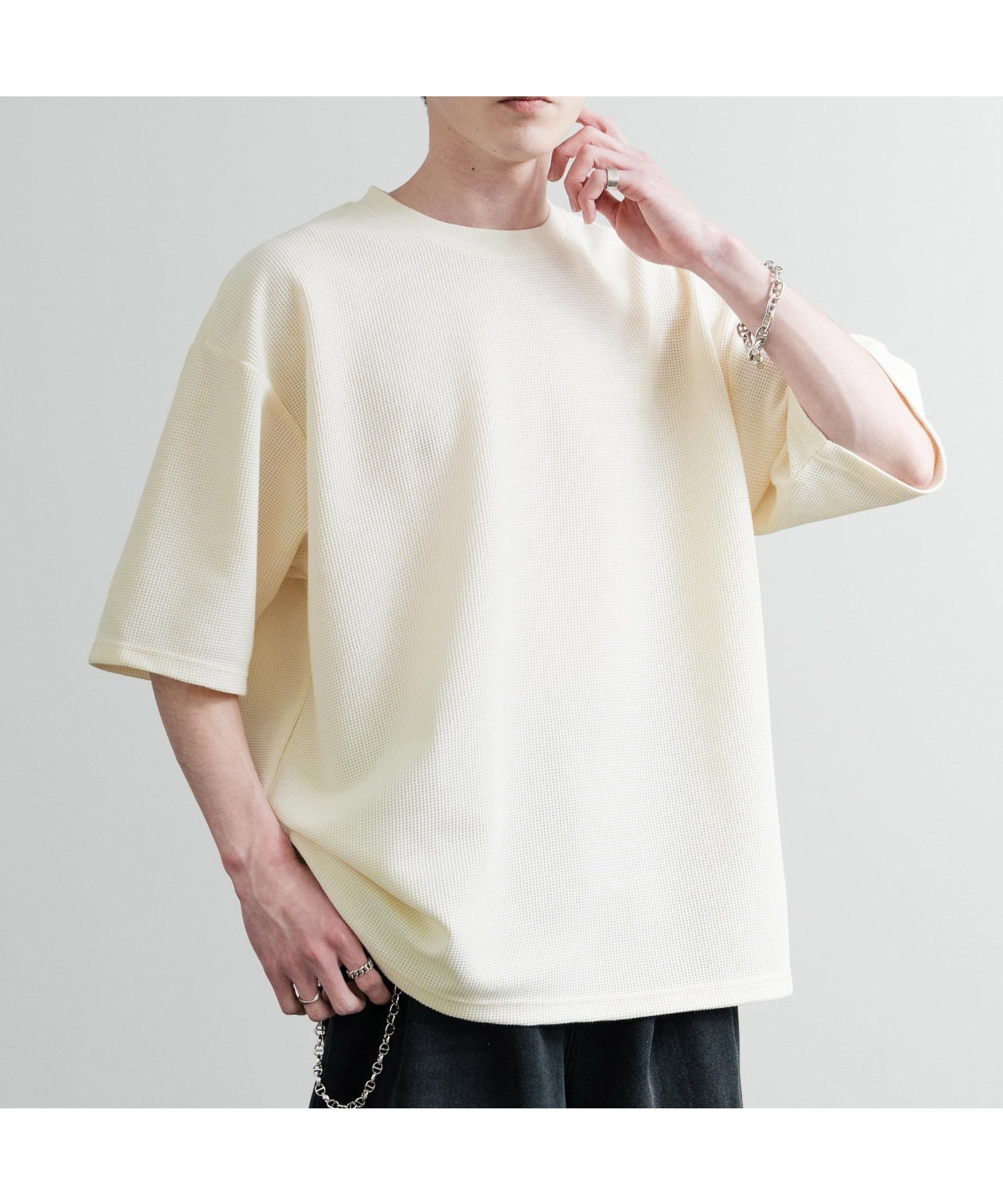 【ロッキーモンロー/Rocky Monroe】のオーバーサイズ テックワッフルサーマル半袖Tシャツ インテリア・キッズ・メンズ・レディースファッション・服の通販 founy(ファニー) 　ファッション　Fashion　レディースファッション　WOMEN　トップス・カットソー　Tops/Tshirt　シャツ/ブラウス　Shirts/Blouses　ロング / Tシャツ　T-Shirts　ハイネック　High Neck　バランス　Balance　ベーシック　Basic　半袖　Short Sleeve　メンズ　Mens　リラックス　Relax　ロング　Long　ワイド　Wide　ワッフル　Waffle　再入荷　Restock/Back In Stock/Re Arrival　おすすめ　Recommend　アイボリー|ID: prp329100004570966 ipo3291000000032342461