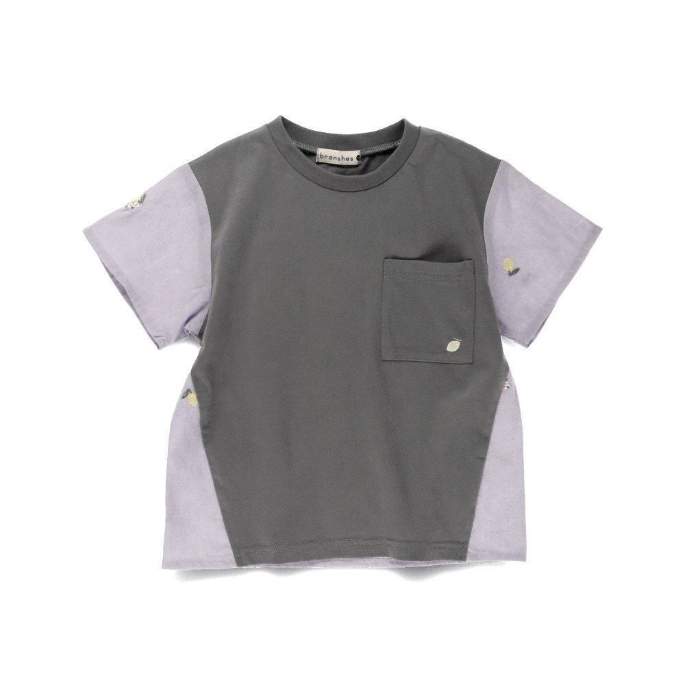 【ブランシェス/branshes / KIDS】の【おそろい】レモン フラワー総柄刺しゅう切替半袖Tシャツ インテリア・キッズ・メンズ・レディースファッション・服の通販 founy(ファニー) 　ファッション　Fashion　キッズファッション　KIDS Children’s Clothing　春　Spring　カットソー　Cut And Sew　切替　Switching　サッカー　Soccer　ショート　Short　ダンガリー　Dungarees　チュニック　Tunic　ドッキング　Docking　人気　Popularity　ハーフ　Half　フラワー　Flower　ベビー　Baby　半袖　Short Sleeve　ラベンダー　Lavender　S/S・春夏　Ss・Spring/Summer　おすすめ　Recommend　夏　Summer　旅行　Travel　エレガント 上品　Elegant　ラベンダー|ID: prp329100004571021 ipo3291000000032655363