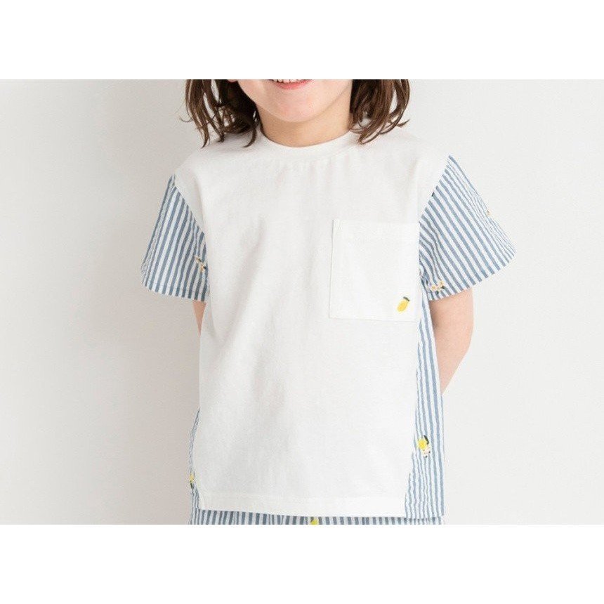 【ブランシェス/branshes / KIDS】の【おそろい】レモン フラワー総柄刺しゅう切替半袖Tシャツ インテリア・キッズ・メンズ・レディースファッション・服の通販 founy(ファニー) 　ファッション　Fashion　キッズファッション　KIDS Children’s Clothing　春　Spring　カットソー　Cut And Sew　切替　Switching　サッカー　Soccer　ショート　Short　ダンガリー　Dungarees　チュニック　Tunic　ドッキング　Docking　人気　Popularity　ハーフ　Half　フラワー　Flower　ベビー　Baby　半袖　Short Sleeve　ラベンダー　Lavender　S/S・春夏　Ss・Spring/Summer　おすすめ　Recommend　夏　Summer　旅行　Travel　エレガント 上品　Elegant　オフホワイト|ID: prp329100004571021 ipo3291000000032655364