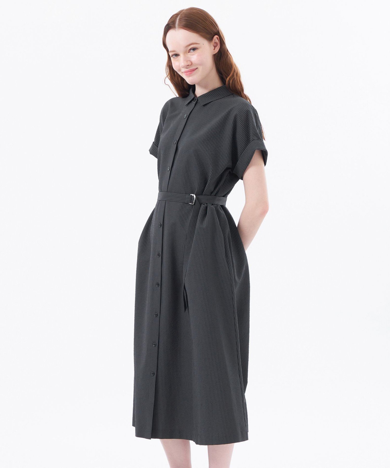 【マッキントッシュ フィロソフィー/MACKINTOSH PHILOSOPHY】のサッカーシャツワンピース インテリア・キッズ・メンズ・レディースファッション・服の通販 founy(ファニー) 　ファッション　Fashion　レディースファッション　WOMEN　ワンピース　Dress　シャツワンピース　Shirt Dresses　おすすめ　Recommend　ギンガム　Gingham　サッカー　Soccer　ストレッチ　Stretch　ドレス　Dress　フィット　Fit　フレア　Flare　フロント　Front　リラックス　Relax　吸水　Water Absorption　夏　Summer　春　Spring　グレー系ギンガム|ID: prp329100004571034 ipo3291000000032480156