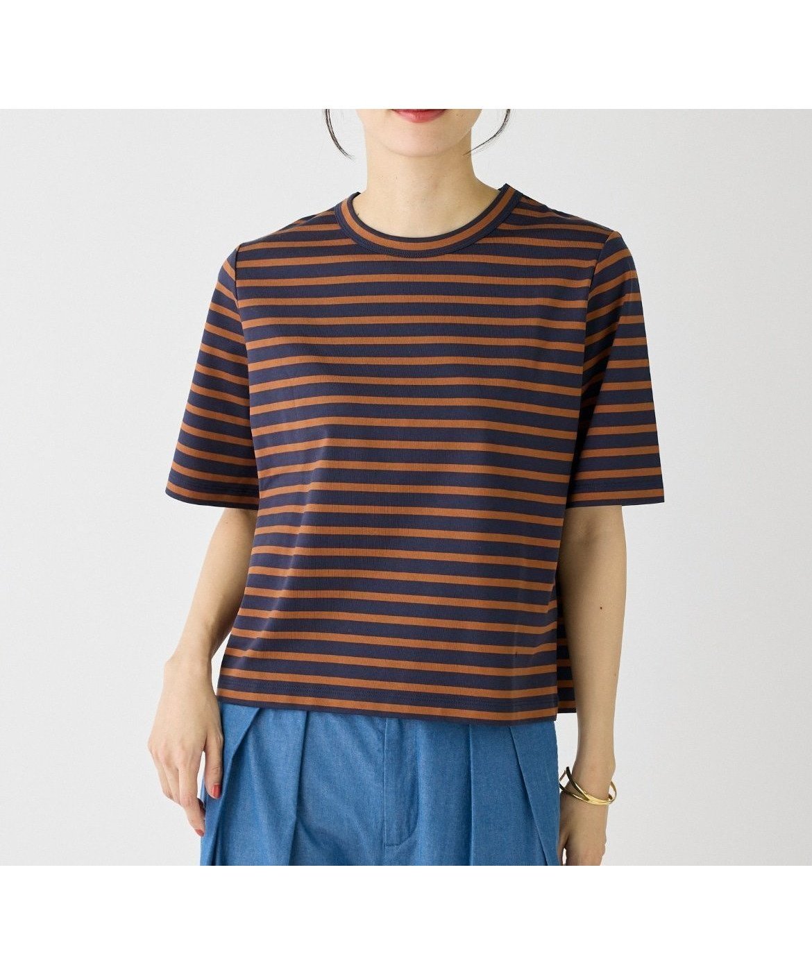 【イッツインターナショナル/I.T.'S. international】のコットン天竺半袖Tシャツ インテリア・キッズ・メンズ・レディースファッション・服の通販 founy(ファニー) 　ファッション　Fashion　レディースファッション　WOMEN　トップス・カットソー　Tops/Tshirt　シャツ/ブラウス　Shirts/Blouses　ロング / Tシャツ　T-Shirts　シンプル　Simple　ボックス　Box　半袖　Short Sleeve　ネイビー|ID: prp329100004571047 ipo3291000000032343126