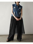 【ラシュッド/LASUD】のデニム× チュールレイヤードワンピース ブルー|ID: prp329100004571055 ipo3291000000032709134