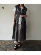 【ラシュッド/LASUD】のデニム× チュールレイヤードワンピース ブラック|ID: prp329100004571055 ipo3291000000032709136