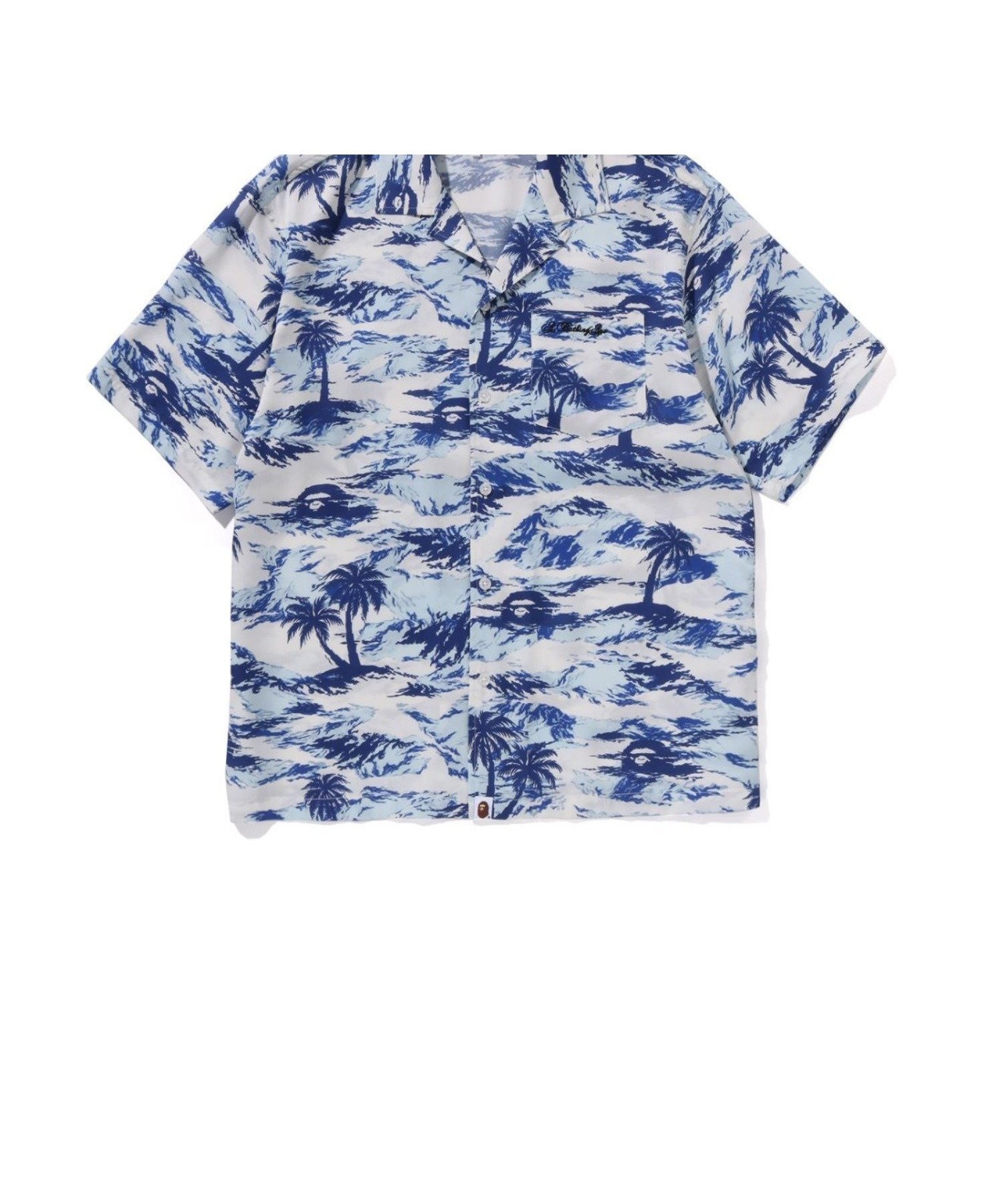 【アベイシングエイプ/A BATHING APE / MEN】のPALM TREE CAMO OPEN COLLAR POCKET SS SHIRT インテリア・キッズ・メンズ・レディースファッション・服の通販 founy(ファニー) 　ファッション　Fashion　メンズファッション　Fashion for Men　コレクション　Collection, Seasonal Line　ショーツ　Shorts, Short Pants　パターン　Pattern, Design Print　ビーチ　Beach, Seaside　ポケット　Pocket, Pocket Detail　モチーフ　Motif, Design Theme　リゾート　Resort, Vacation Style　半袖　Short Sleeve, Half Sleeve　夏　Summer　定番　Standard, Basic Item　春　Spring　S/S・春夏　SS, Spring/Summer, Warm Season　BLUE|ID: prp329100004571088 ipo3291000000033574687