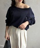 【ゼヴォン/Thevon】のボートネック刺繍ロゴプルオーバー 人気、トレンドファッション・服の通販 founy(ファニー) ファッション Fashion レディースファッション WOMEN トップス・カットソー Tops/Tshirt プルオーバー Pullover 2024年 2024 2024-2025秋冬・A/W Aw/Autumn/Winter/Fw/Fall/2024-2025 スウェット Sweat スラックス Slacks デニム Denim ワンショル One Shoulder ワンポイント One Point 秋 Autumn/Fall thumbnail ネイビー|ID: prp329100004571163 ipo3291000000032344450