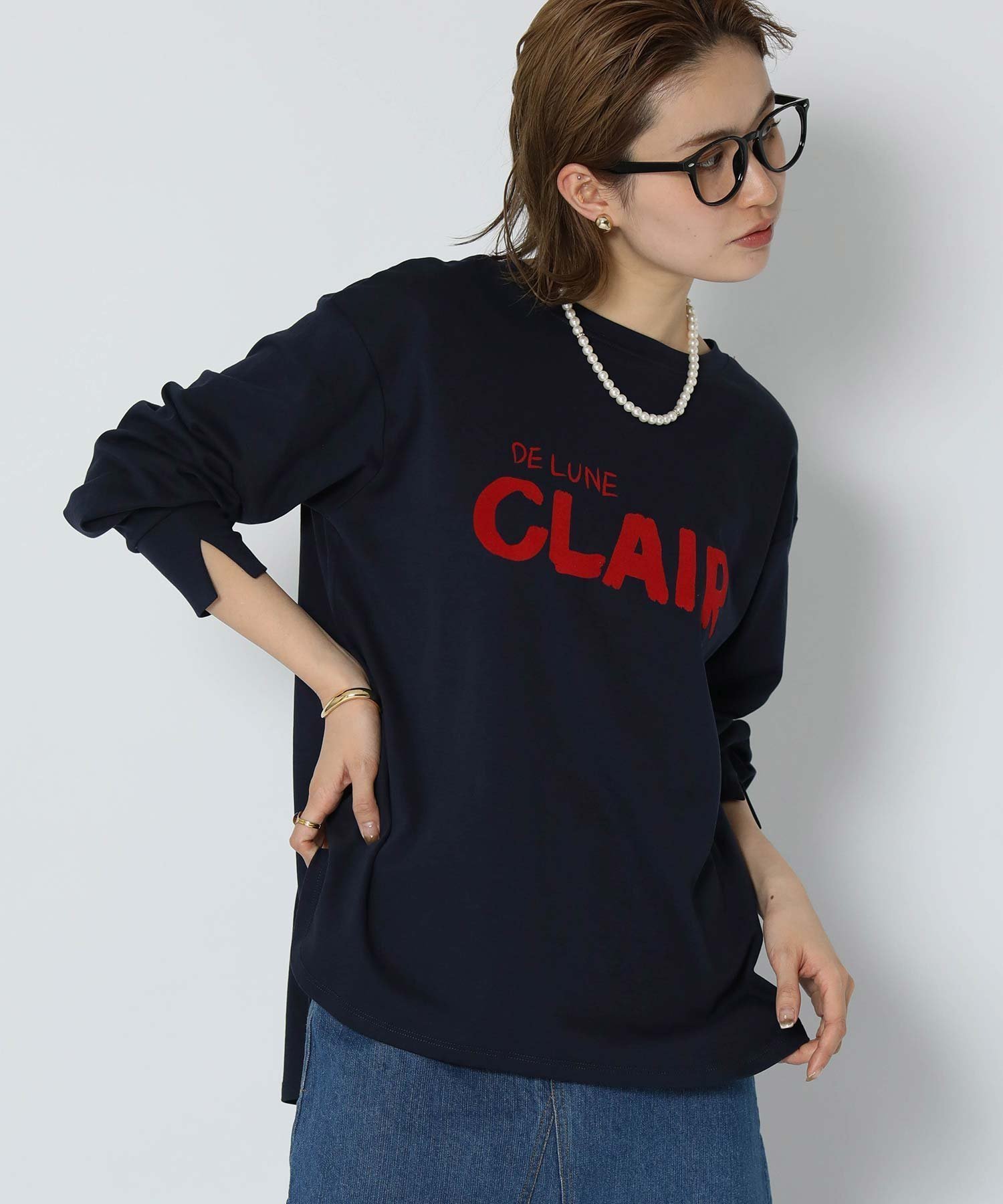 【グレディブリリアン/Gready Brilliant】のGready Brilliant/ハンドロゴロンT インテリア・キッズ・メンズ・レディースファッション・服の通販 founy(ファニー) 　ファッション　Fashion　レディースファッション　WOMEN　トップス・カットソー　Tops/Tshirt　ロング / Tシャツ　T-Shirts　スリット　Slit　ヘムライン　Hemline　NAV|ID: prp329100004571194 ipo3291000000032344742