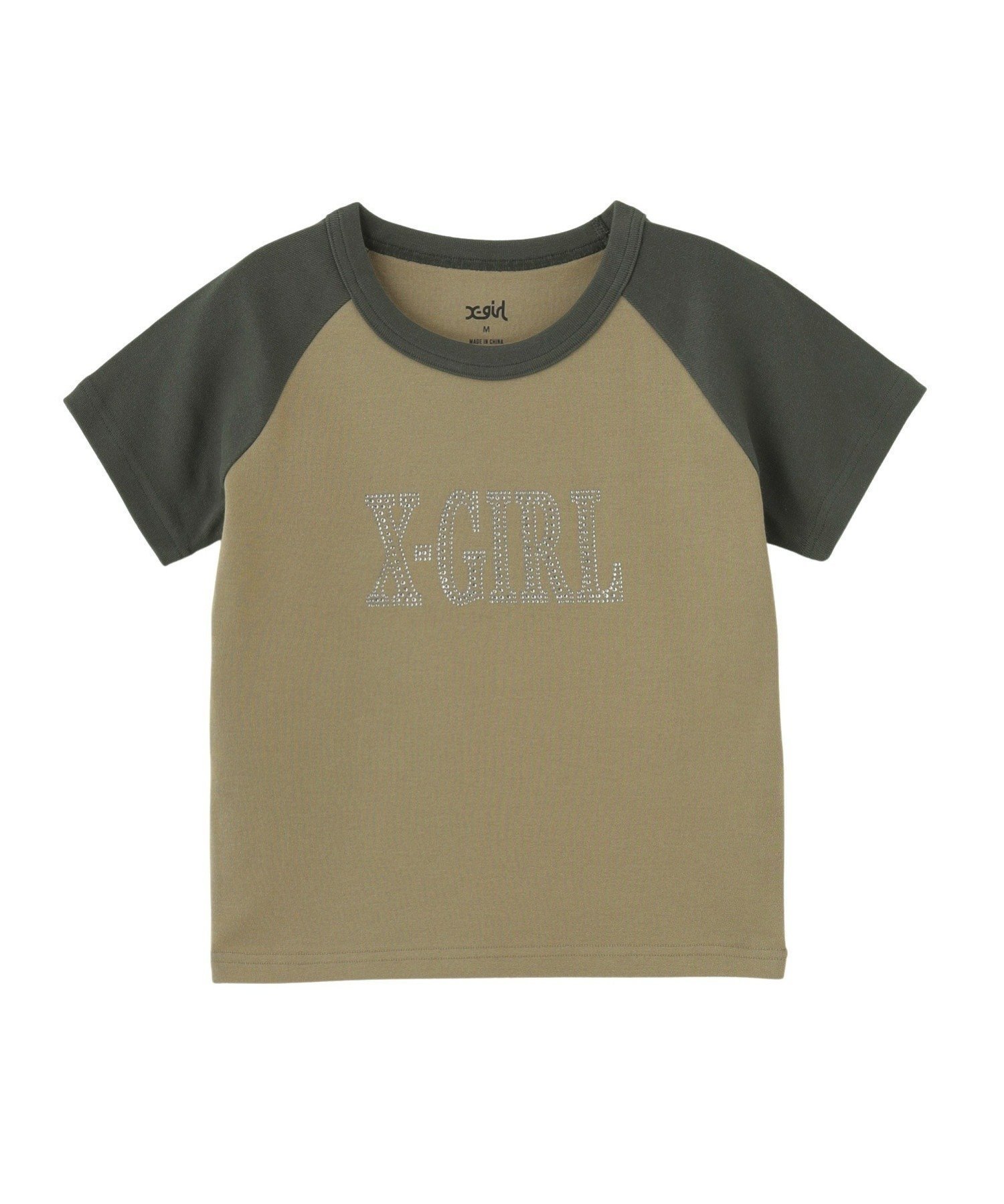 【エックスガール/X-girl】のRHINESTONE ROMAN TYPE LG RAGLAN SS BABY インテリア・キッズ・メンズ・レディースファッション・服の通販 founy(ファニー) 　ファッション　Fashion　レディースファッション　WOMEN　おすすめ　Recommend　コンパクト　Compact　ストーン　Stone　ミニスカート　Mini Skirt　ルーズ　Loose　BEIGE|ID: prp329100004571205 ipo3291000000032344811