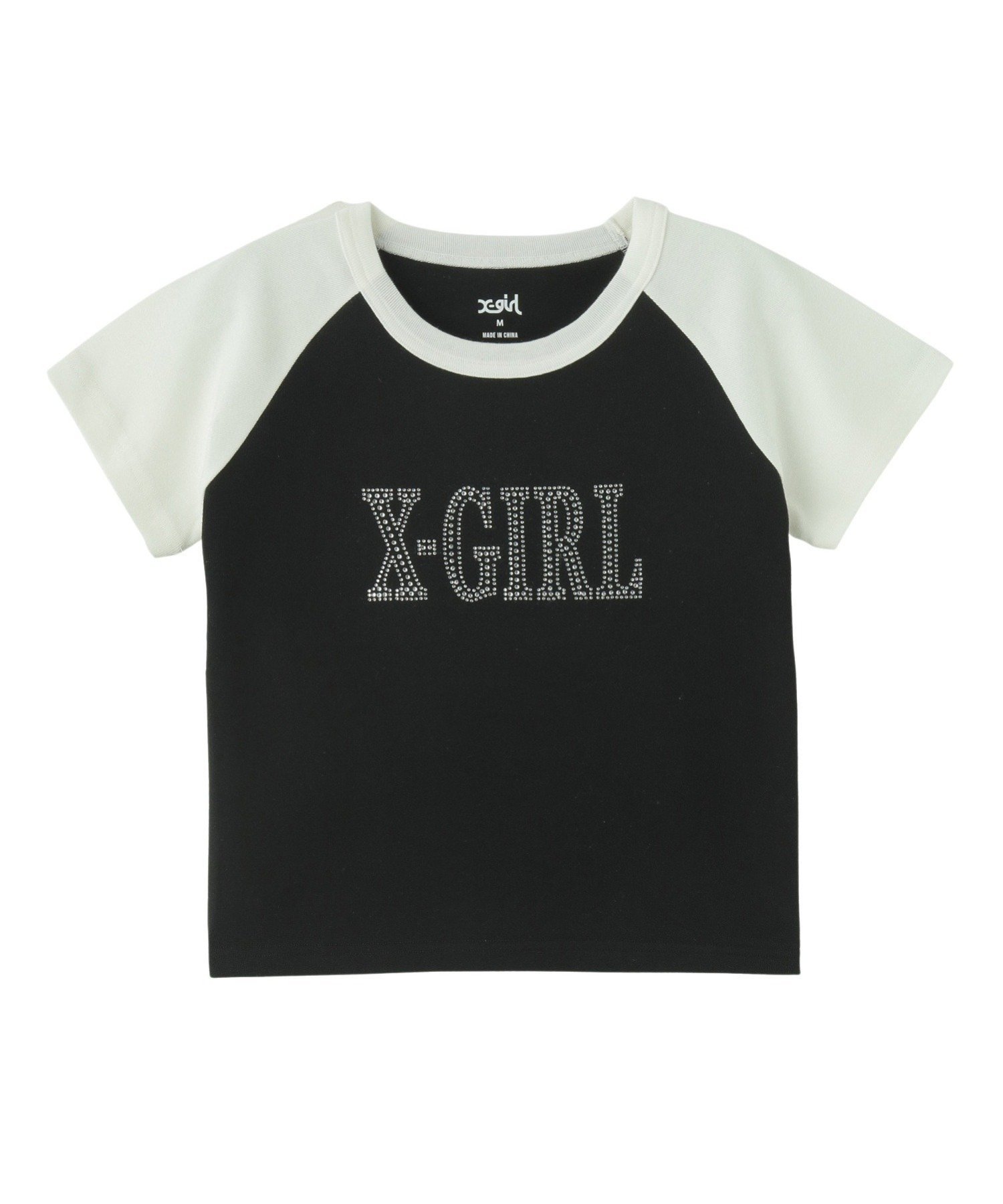 【エックスガール/X-girl】のRHINESTONE ROMAN TYPE LG RAGLAN SS BABY インテリア・キッズ・メンズ・レディースファッション・服の通販 founy(ファニー) 　ファッション　Fashion　レディースファッション　WOMEN　おすすめ　Recommend　コンパクト　Compact　ストーン　Stone　ミニスカート　Mini Skirt　ルーズ　Loose　BLACK|ID: prp329100004571205 ipo3291000000032344813
