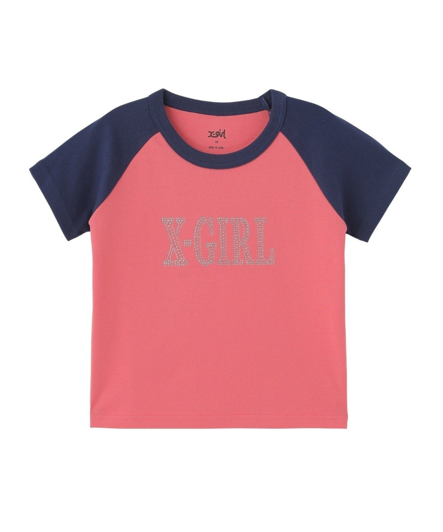 【エックスガール/X-girl】のRHINESTONE ROMAN TYPE LG RAGLAN SS BABY インテリア・キッズ・メンズ・レディースファッション・服の通販 founy(ファニー) 　ファッション　Fashion　レディースファッション　WOMEN　おすすめ　Recommend　コンパクト　Compact　ストーン　Stone　ミニスカート　Mini Skirt　ルーズ　Loose　PINK|ID: prp329100004571205 ipo3291000000032344815