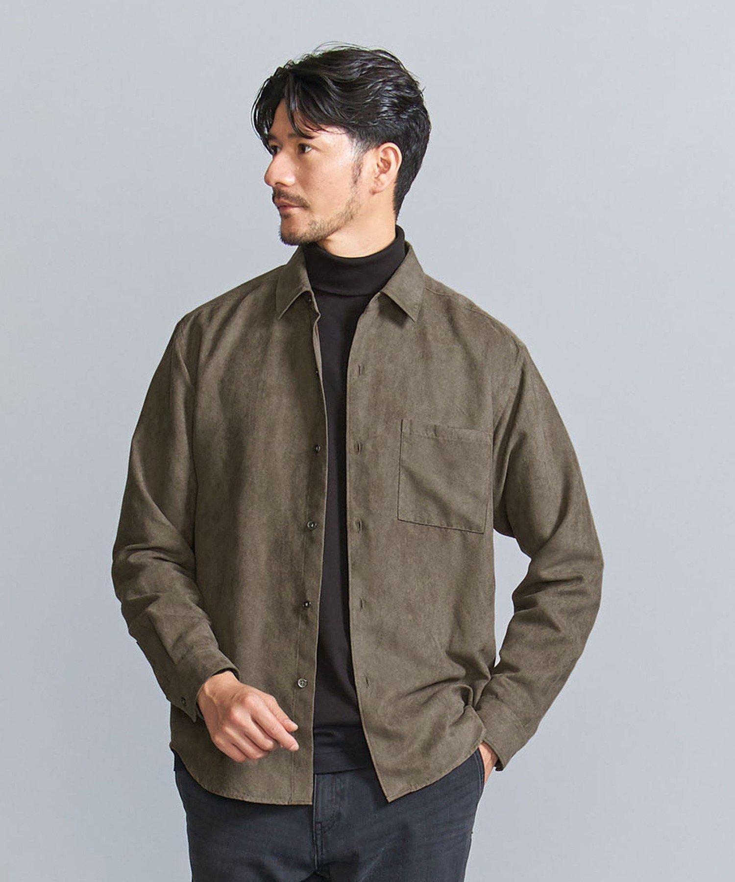 【ビューティ&ユース ユナイテッドアローズ/BEAUTY&YOUTH / UNITED ARROWS / MEN】の【WEB限定 WARDROBE SMART】スエードライク シャツ インテリア・キッズ・メンズ・レディースファッション・服の通販 founy(ファニー) 　ファッション　Fashion　メンズファッション　Fashion for Men　サテン　Satin, Glossy Fabric　スマート　Smart, Elegant　バランス　Balance, Style Balance　ファブリック　Fabric, Textile　ポケット　Pocket, Pocket Detail　ラウンド　Round, Round Neck　おすすめ　Recommended / Our Picks　MOCA|ID: prp329100004571208 ipo3291000000033839139