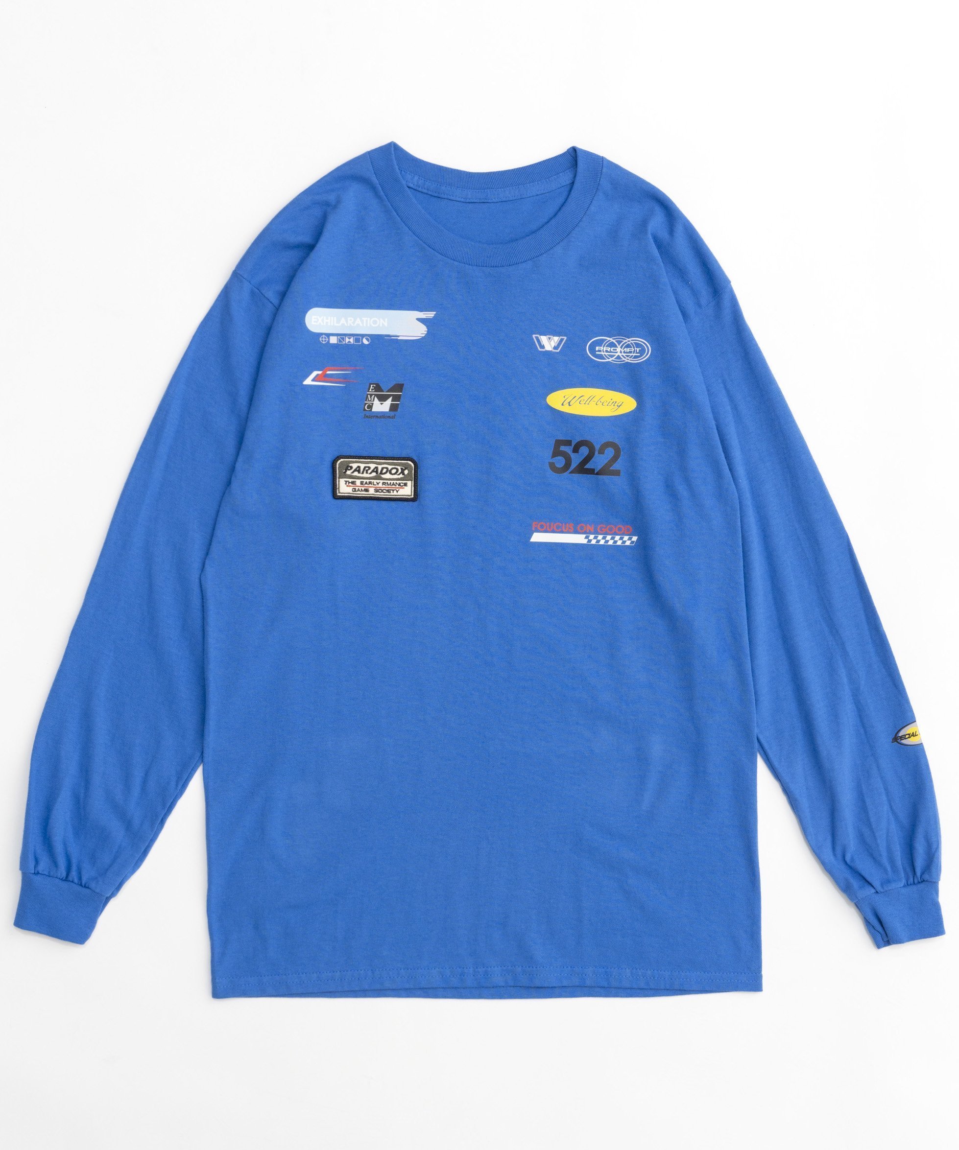 【メゾンスペシャル/MAISON SPECIAL】のSponsor Logo Print Long Sleeve T-shirt インテリア・キッズ・メンズ・レディースファッション・服の通販 founy(ファニー) 　ファッション　Fashion　レディースファッション　WOMEN　トップス・カットソー　Tops/Tshirt　シャツ/ブラウス　Shirts/Blouses　ロング / Tシャツ　T-Shirts　インナー　Inner　ウォッシャブル　Washable　グラフィック　Graphic　スリーブ　Sleeve　プリント　Print　ロング　Long　BLU|ID: prp329100004571220 ipo3291000000032344914