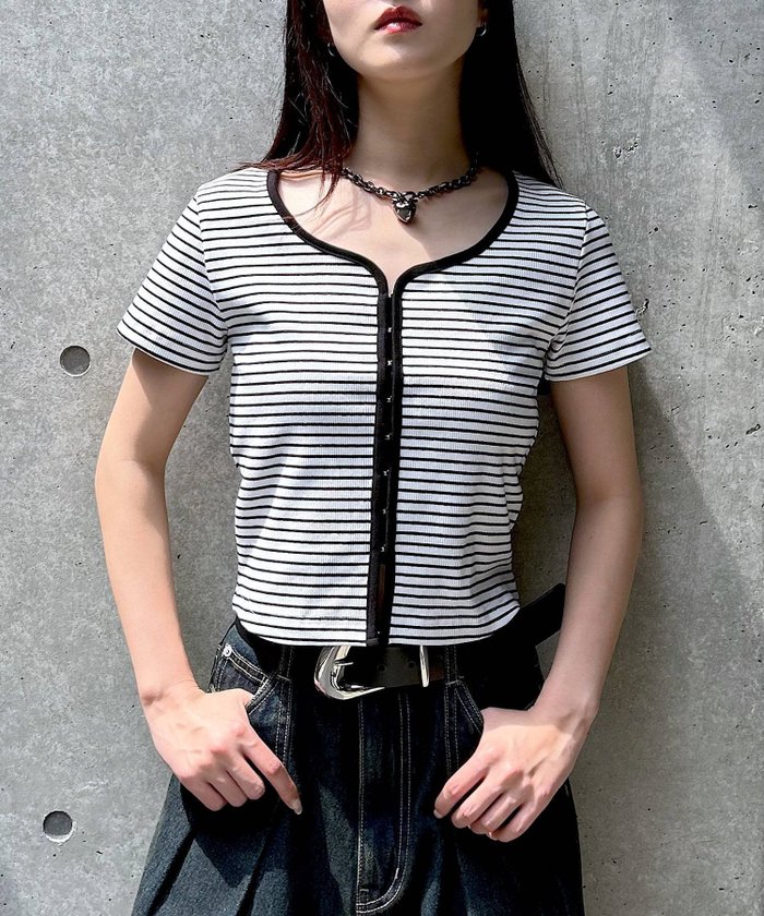 【ページボーイ/PAGEBOY】のリブホックコンパクトTシャツ インテリア・キッズ・メンズ・レディースファッション・服の通販 founy(ファニー) https://founy.com/ ファッション Fashion レディースファッション WOMEN トップス・カットソー Tops/Tshirt シャツ/ブラウス Shirts/Blouses ロング / Tシャツ T-Shirts コンパクト Compact トレンド Trend パイピング Piping ボーダー Border 無地 Plain Color |ID: prp329100004571233 ipo3291000000032345007