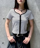 【ページボーイ/PAGEBOY】のリブホックコンパクトTシャツ オフ系ボーダー01|ID: prp329100004571233 ipo3291000000032345008
