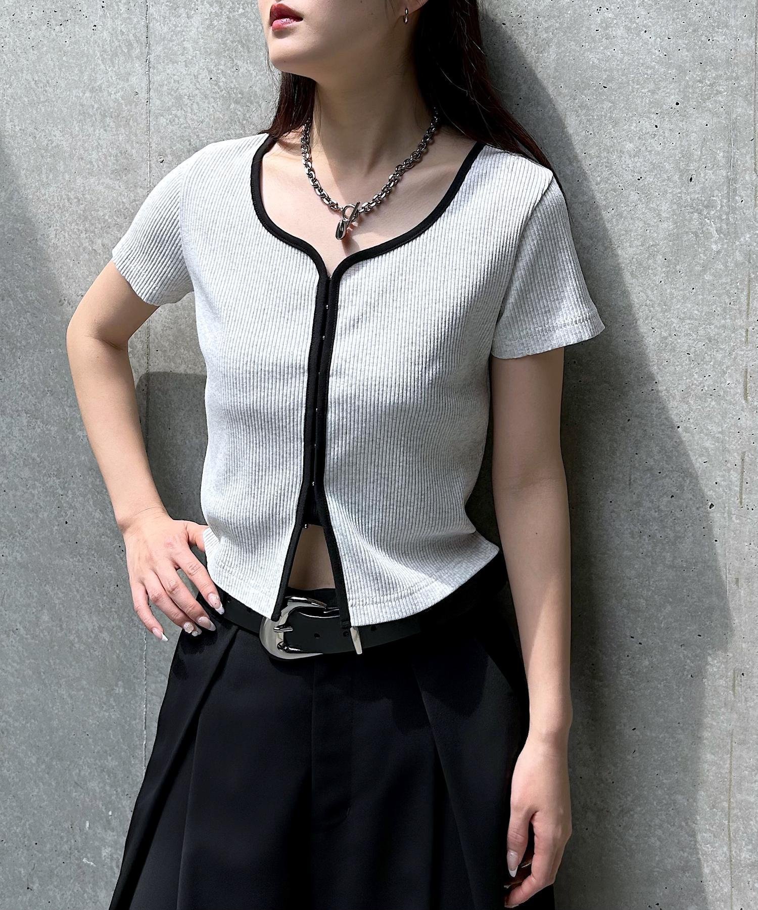 【ページボーイ/PAGEBOY】のリブホックコンパクトTシャツ インテリア・キッズ・メンズ・レディースファッション・服の通販 founy(ファニー) 　ファッション　Fashion　レディースファッション　WOMEN　トップス・カットソー　Tops/Tshirt　シャツ/ブラウス　Shirts/Blouses　ロング / Tシャツ　T-Shirts　コンパクト　Compact　トレンド　Trend　パイピング　Piping　ボーダー　Border　無地　Plain Color　グレー15|ID: prp329100004571233 ipo3291000000032345010