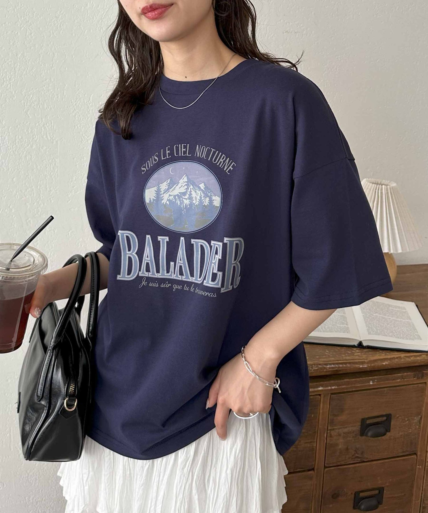 【ディスコート/Discoat】の【WEB限定】マウントプリントビッグTシャツ インテリア・キッズ・メンズ・レディースファッション・服の通販 founy(ファニー) 　ファッション　Fashion　レディースファッション　WOMEN　トップス・カットソー　Tops/Tshirt　シャツ/ブラウス　Shirts/Blouses　ロング / Tシャツ　T-Shirts　ショルダー　Shoulder　トレンド　Trend　ドロップ　Drop　プリント　Print　ヴィンテージ　Vintage　ネイビー|ID: prp329100004571288 ipo3291000000032345429