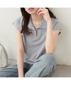 【ナチュラルクチュール/natural couture】の刺繍入りフレンチスリーブポロシャツ グレー|ID: prp329100004571291 ipo3291000000032619629