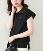 【ナチュラルクチュール/natural couture】の刺繍入りフレンチスリーブポロシャツ ブラック|ID: prp329100004571291 ipo3291000000032619630