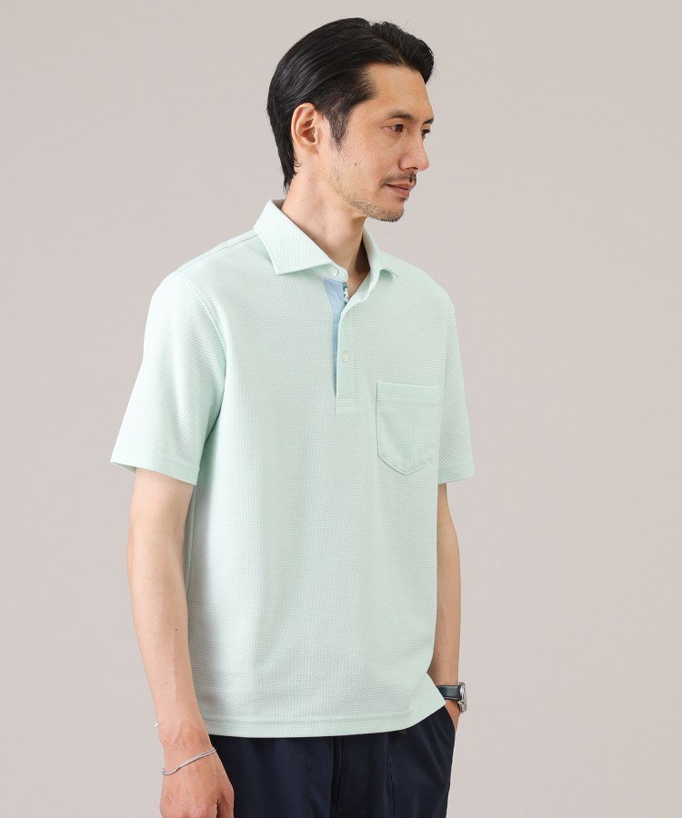 【タケオキクチ/TAKEO KIKUCHI / MEN】の【抗菌防臭/9色5サイズ展開】ハニカムメランジ ポロシャツ インテリア・キッズ・メンズ・レディースファッション・服の通販 founy(ファニー) 　ファッション　Fashion　メンズファッション　Fashion for Men　抗菌　Antibacterial, Bacteria-Resistant　シンプル　Simple, Minimal　ジャケット　Jacket, Outerwear　スタイリッシュ　Stylish, Fashionable　定番　Standard, Basic Item　ボトム　Bottoms, Lower Wear　ポロシャツ　Polo Shirt, Collared Tee　メランジ　Melange, Mixed Yarn　ワイド　Wide, Wide Fit　エレガント 上品　Elegant　ミントグリーン|ID: prp329100004571326 ipo3291000000033254884
