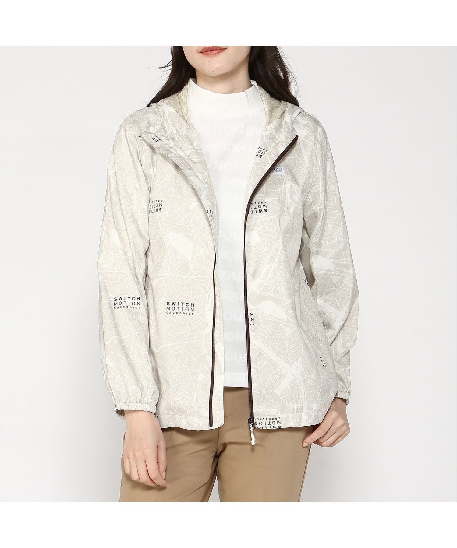 【クロコダイル/CROCODILE】のマップ柄 プリント パーカー【撥水】 インテリア・キッズ・メンズ・レディースファッション・服の通販 founy(ファニー) 　ファッション　Fashion　レディースファッション　Fashion for Women　トップス・カットソー　Cut & Sew Tops　レディースパーカー・カジュアルフーディー　Casual Hoodies & Sweatshirts　おすすめ　Recommended / Our Picks　グラフィック　Graphic, Graphic Design　パーカー　Hoodie, Parka　プリント　Print, Printed Pattern　旅行　Travel　軽量　Lightweight, Ultra Light　ベージュ|ID: prp329100004571355 ipo3291000000032749103