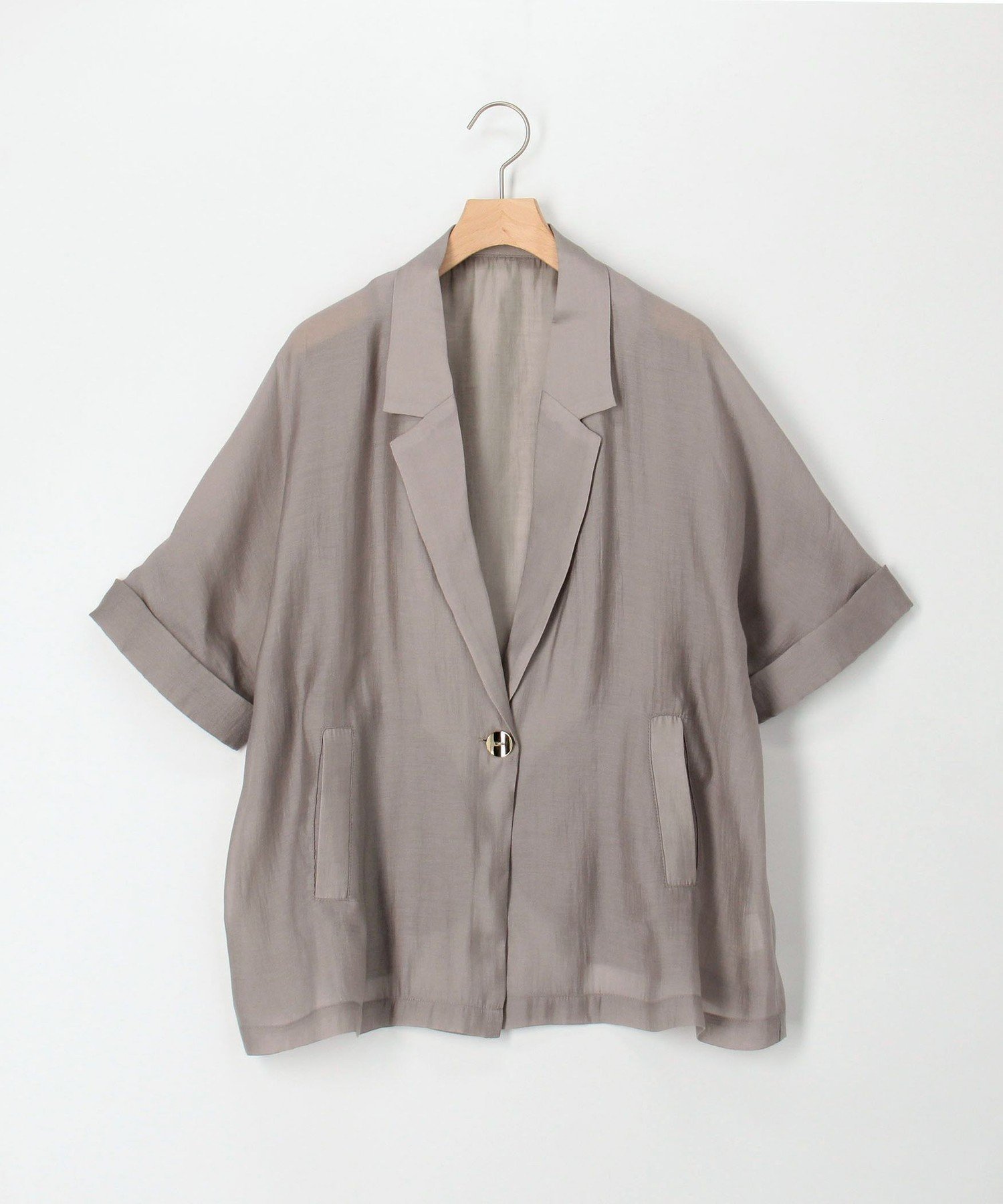 【ノーリーズ/NOLLEY'S】の光沢エアリーテーラードジャケット インテリア・キッズ・メンズ・レディースファッション・服の通販 founy(ファニー) 　ファッション　Fashion　レディースファッション　Ladies' Fashion Online　アウター　Coat Outerwear　ジャケット　Jackets　テーラードジャケット　Tailored Jackets　シアー　Sheer　ジャケット　Jacket　スリーブ　Sleeve　タンク　Tank　ハーフ　Half　半袖　Short Sleeve　おすすめ　Recommend　夏　Summer　エレガント 上品　Elegant　ビジネス 仕事 通勤　Business　2025年　2025　2025春夏・S/S　Ss,Spring/Summer,2025　グレイッシュベージュ|ID: prp329100004571375 ipo3291000000032346089