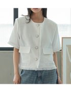 【リエディ/Re:EDIT】のサマーツイード半袖ノーカラージャケット 人気、トレンドファッション・服の通販 founy(ファニー) ファッション Fashion レディースファッション WOMEN アウター Coat Outerwear ジャケット Jackets ノーカラージャケット No Collar Leather Jackets おすすめ Recommend サマー Summer ジャケット Jacket セットアップ Set Up ツイード Tweed デニム Denim フェミニン Feminine フォーマル Formal エレガント 上品 Elegant 半袖 Short Sleeve 夏 Summer thumbnail ホワイト|ID: prp329100004571381 ipo3291000000032346116