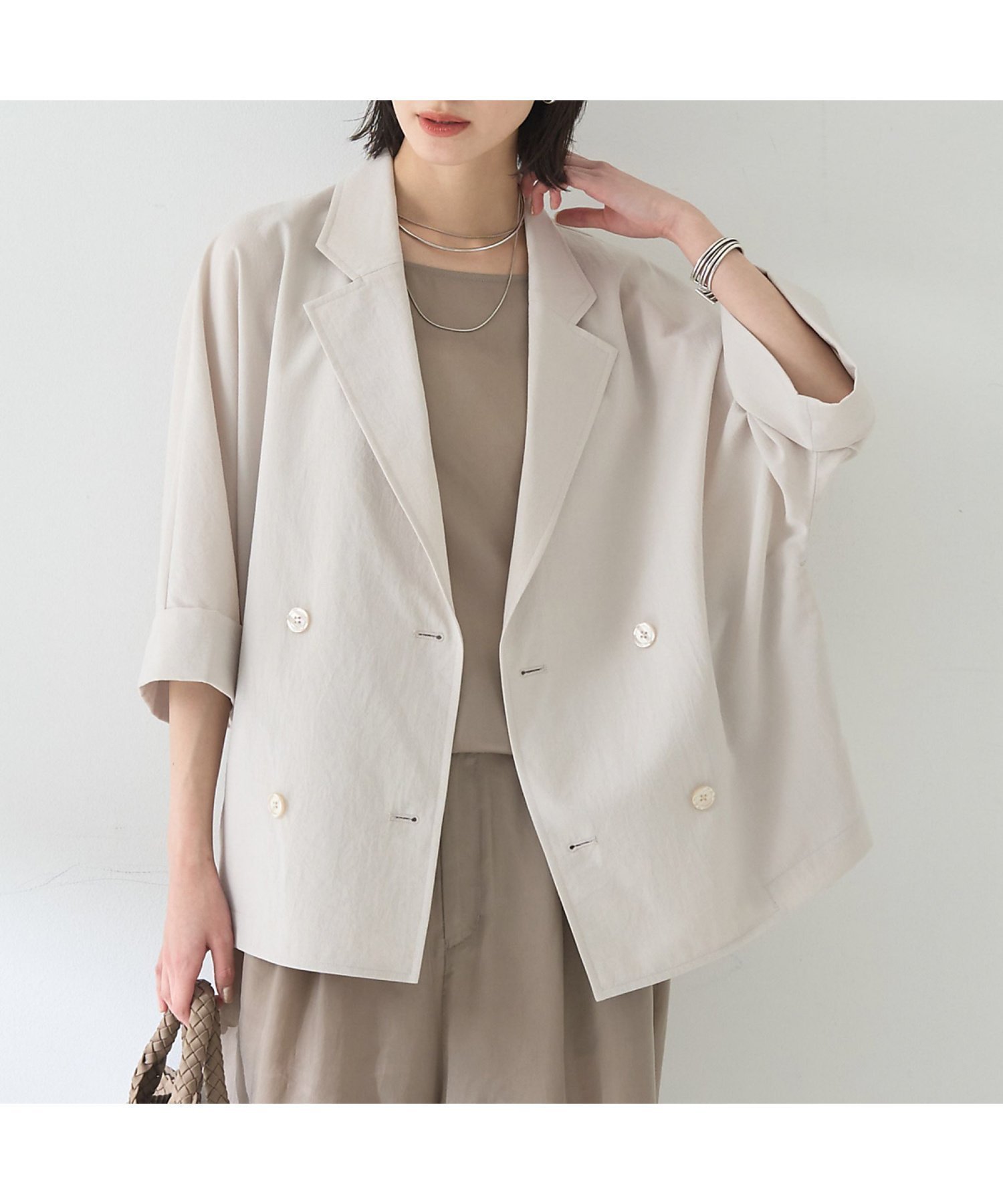 【ルージュヴィフラクレ/Rouge vif la cle】の撥水ドルマンハーフ袖ジャケット 人気、トレンドファッション・服の通販 founy(ファニー) 　ファッション　Fashion　レディースファッション　WOMEN　アウター　Coat Outerwear　ジャケット　Jackets　インナー　Inner　カットソー　Cut And Sew　サマー　Summer　ジャケット　Jacket　ダブル　Double　ハーフ　Half　フェミニン　Feminine　フレア　Flare　再入荷　Restock/Back In Stock/Re Arrival　夏　Summer　春　Spring　S/S・春夏　Ss・Spring/Summer　 other-1|ID: prp329100004571385 ipo3291000000032346132