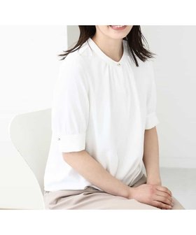 【オフオン/ofuon】のフロントタックジョーゼットブラウス(五分袖)/UVカット/接触冷感/洗える/WEB限定サイズあり 人気、トレンドファッション・服の通販 founy(ファニー) ファッション Fashion レディースファッション Fashion for Women トップス・カットソー Cut & Sew Tops シャツ・ブラウス・オフィスカジュアル Elegant Blouses & Button-Ups インナー Innerwear 春 Spring 洗える Machine Washable 秋 Autumn 今季 This Season, Current Season ジャケット Jacket, Outerwear 定番 Standard, Basic Item 人気 Popular, Best Seller ボトム Bottoms, Lower Wear 冬 Winter / This Winter おすすめ Recommended / Our Picks 夏 Summer エレガント 上品 Elegant |ID:prp329100004571431