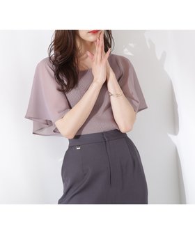 【プロポーション ボディドレッシング/PROPORTION BODY DRESSING】のシアーフレアスリーブリブニット 人気、トレンドファッション・服の通販 founy(ファニー) ファッション Fashion レディースファッション Ladies' Fashion Online トップス・カットソー Tops/Tshirt ニット Knit Tops コンビ Combination シフォン Chiffon シンプル Simple スリーブ Sleeve リブニット Rib Knit エレガント 上品 Elegant |ID:prp329100004571443