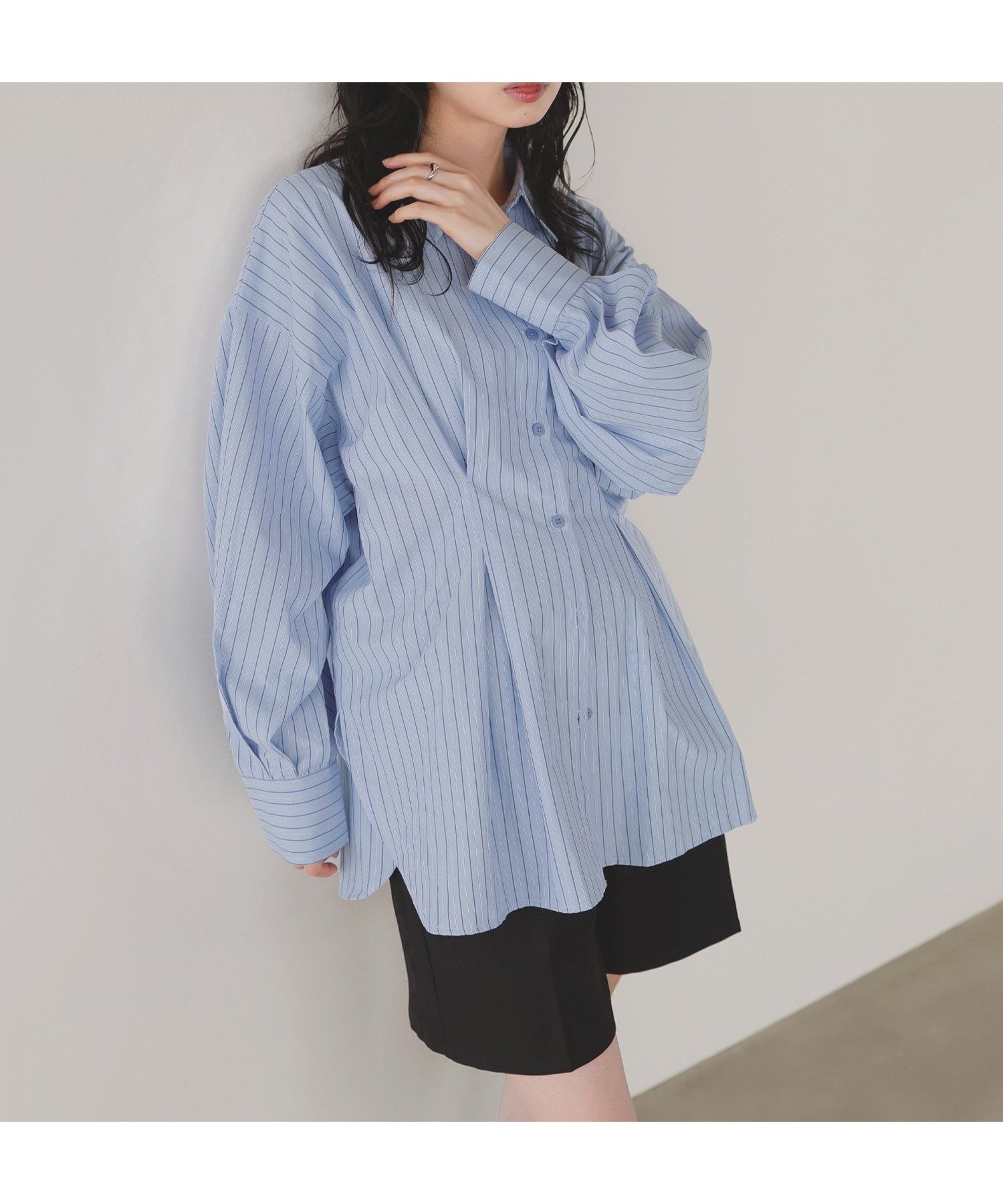 【リアン/Lian】のウエストタックカラーシャツ インテリア・キッズ・メンズ・レディースファッション・服の通販 founy(ファニー) 　ファッション　Fashion　レディースファッション　Fashion for Women　トップス・カットソー　Cut & Sew Tops　シャツ・ブラウス・オフィスカジュアル　Elegant Blouses & Button-Ups　2025年　2025　2025-2026秋冬・A/W　Autumn/Winter 2025–26 AW25–26　ブルーストライプ|ID: prp329100004571471 ipo3291000000033612008